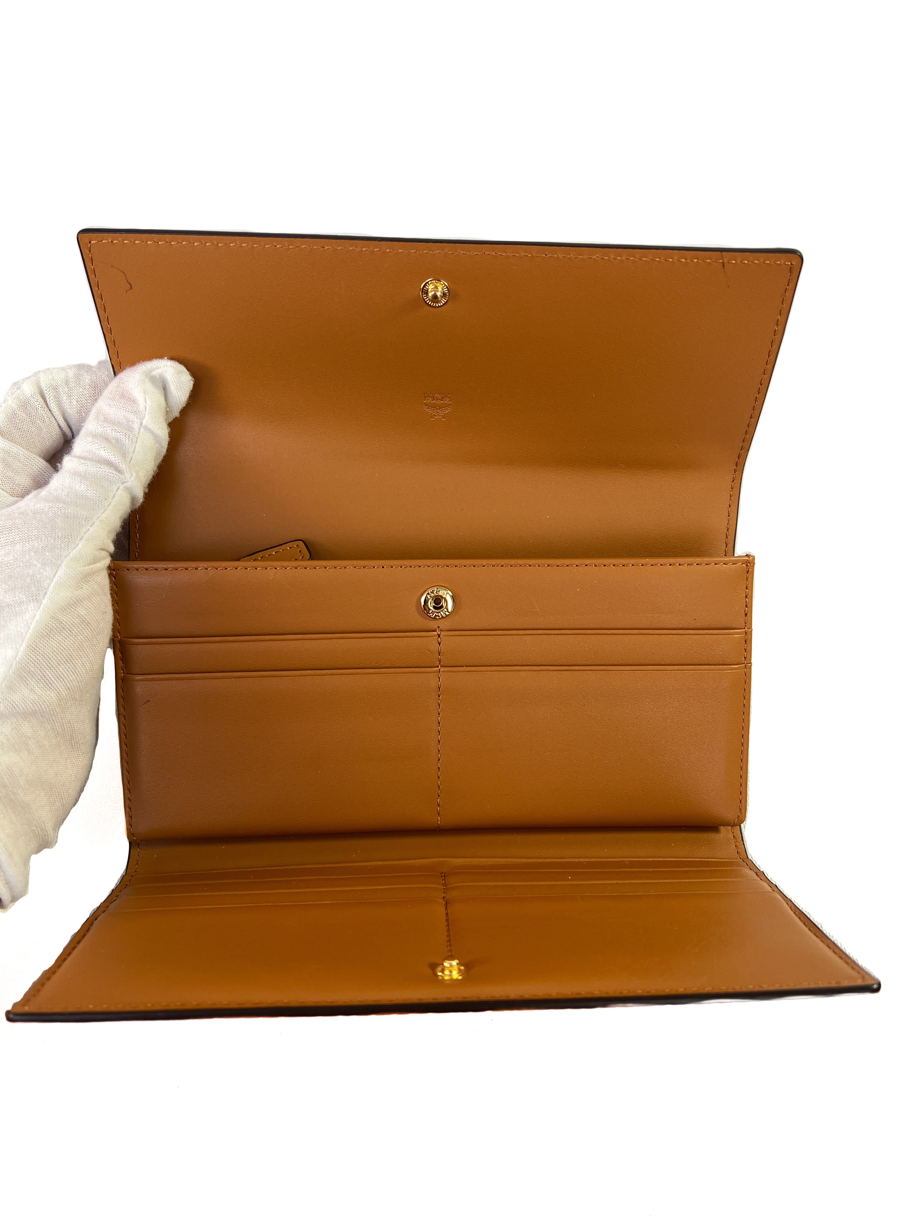 MCM brown classic visetos long wallet