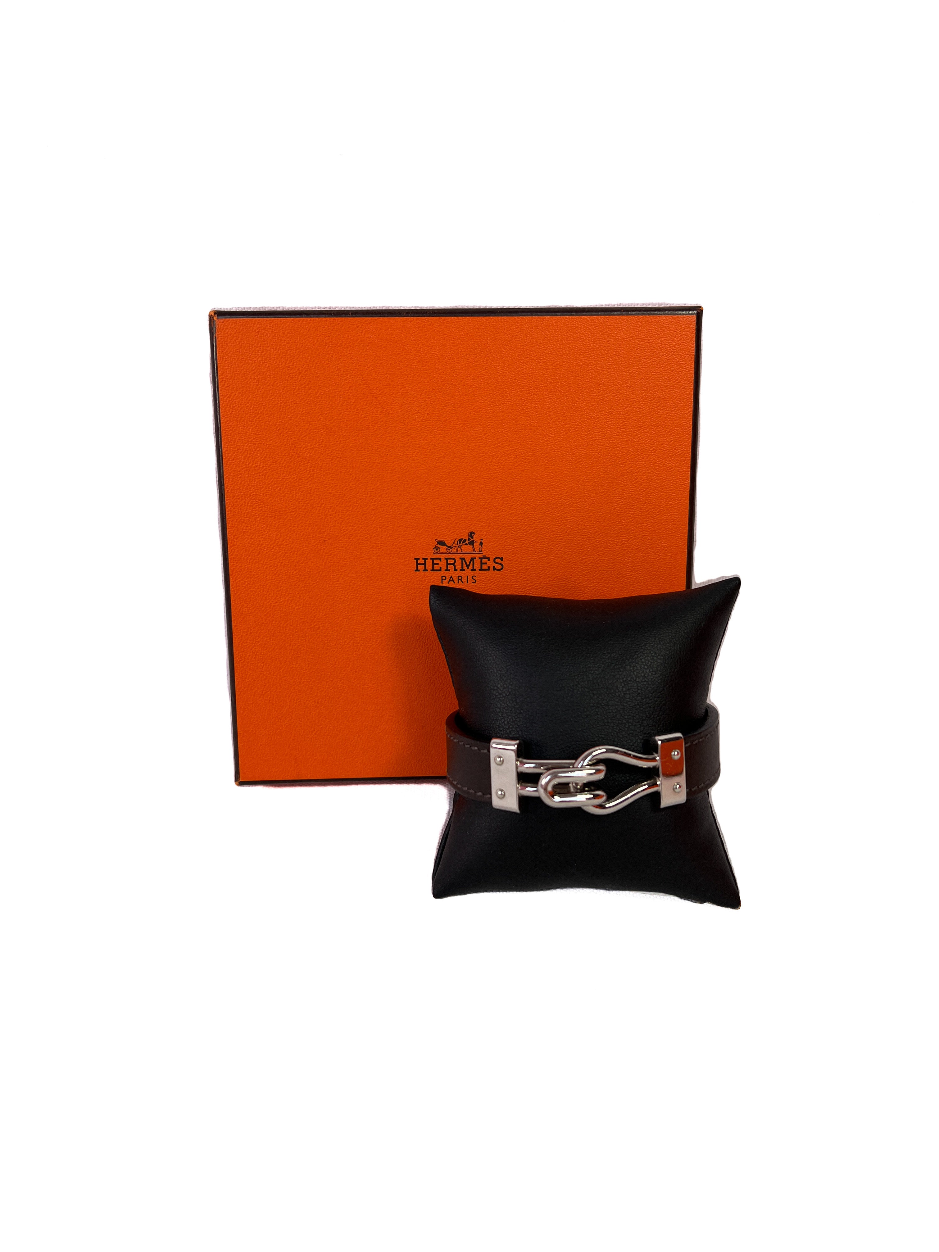 Hermes dark brown leather bracelet