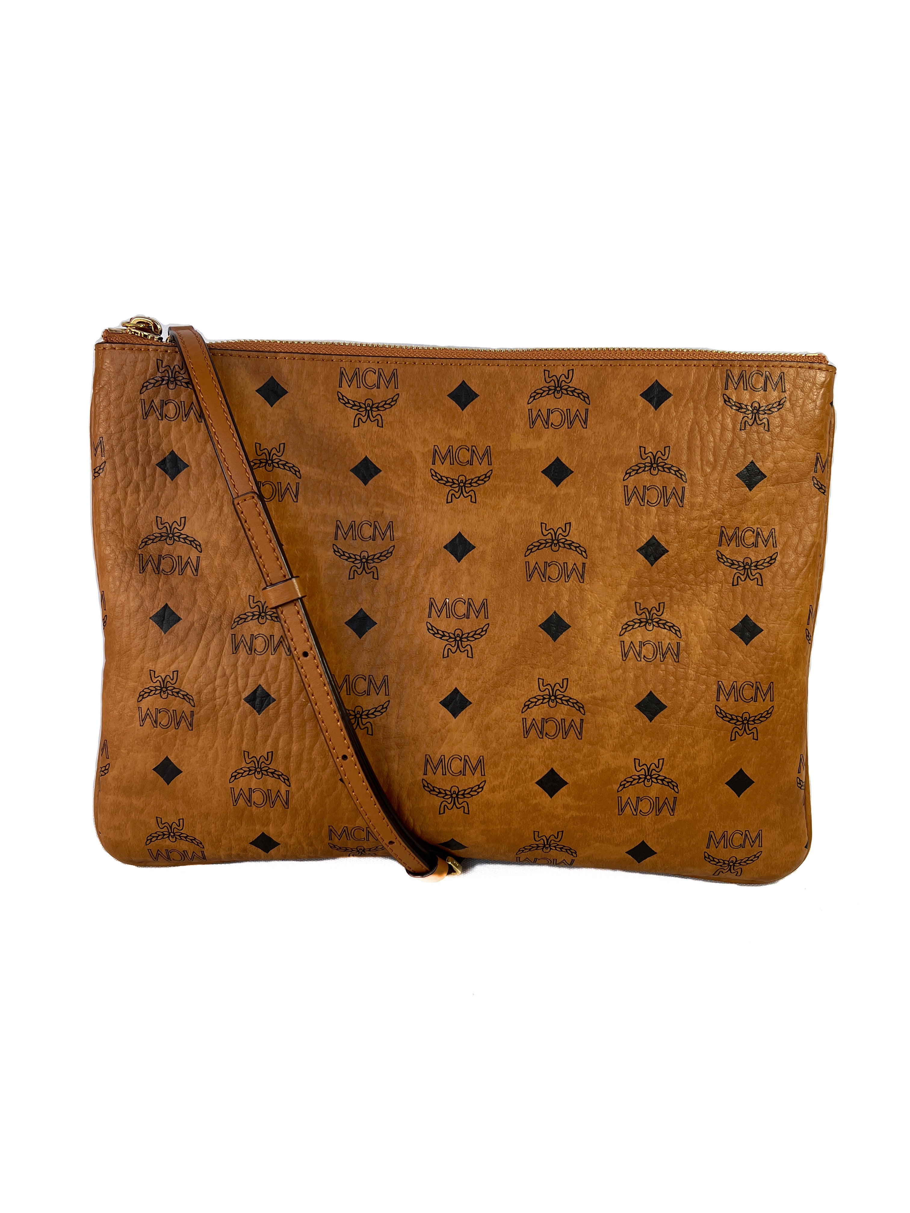 MCM brown visetos slim pouch crossbody