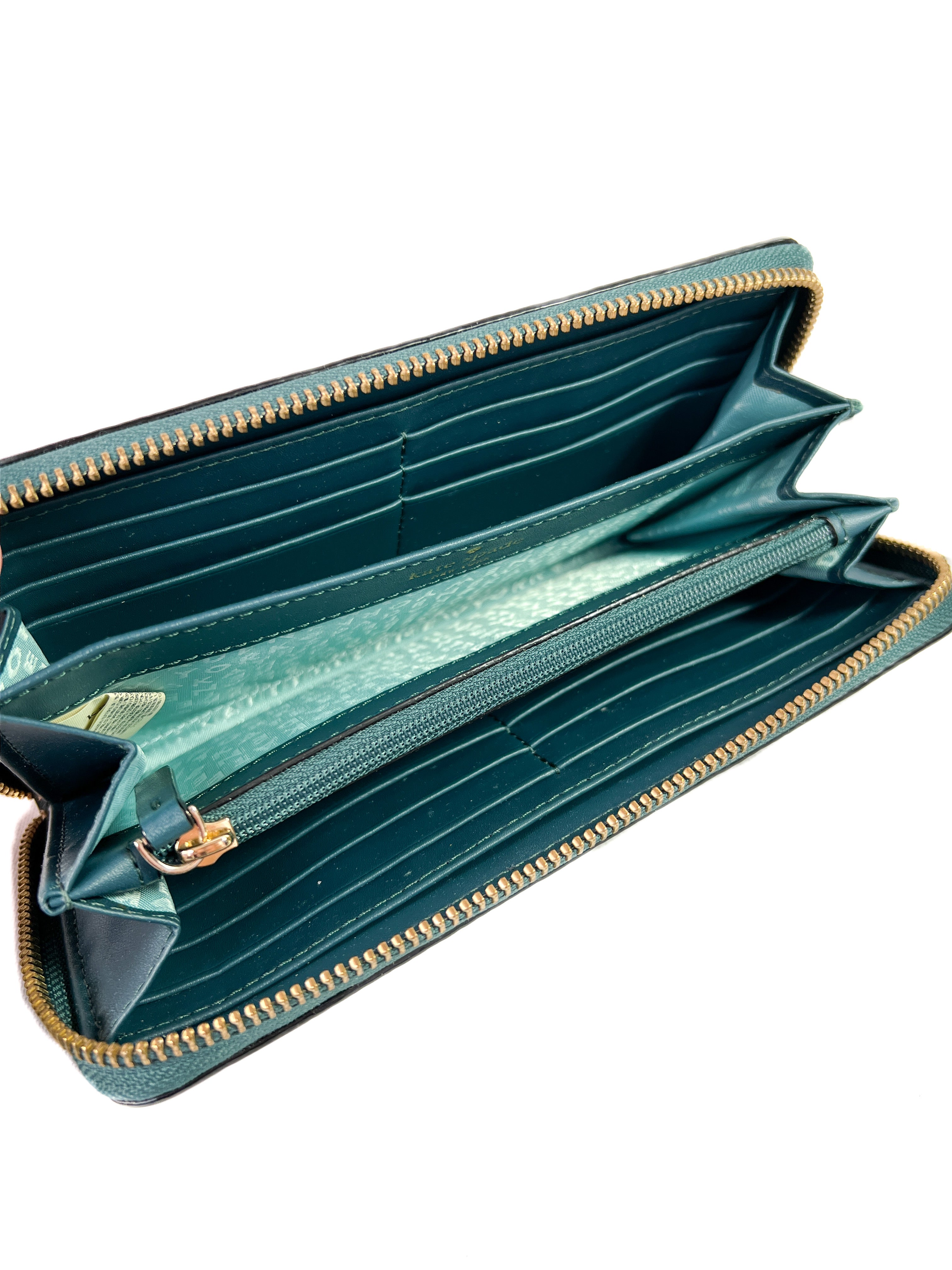 Kate Spade teal zip around leather wallet
