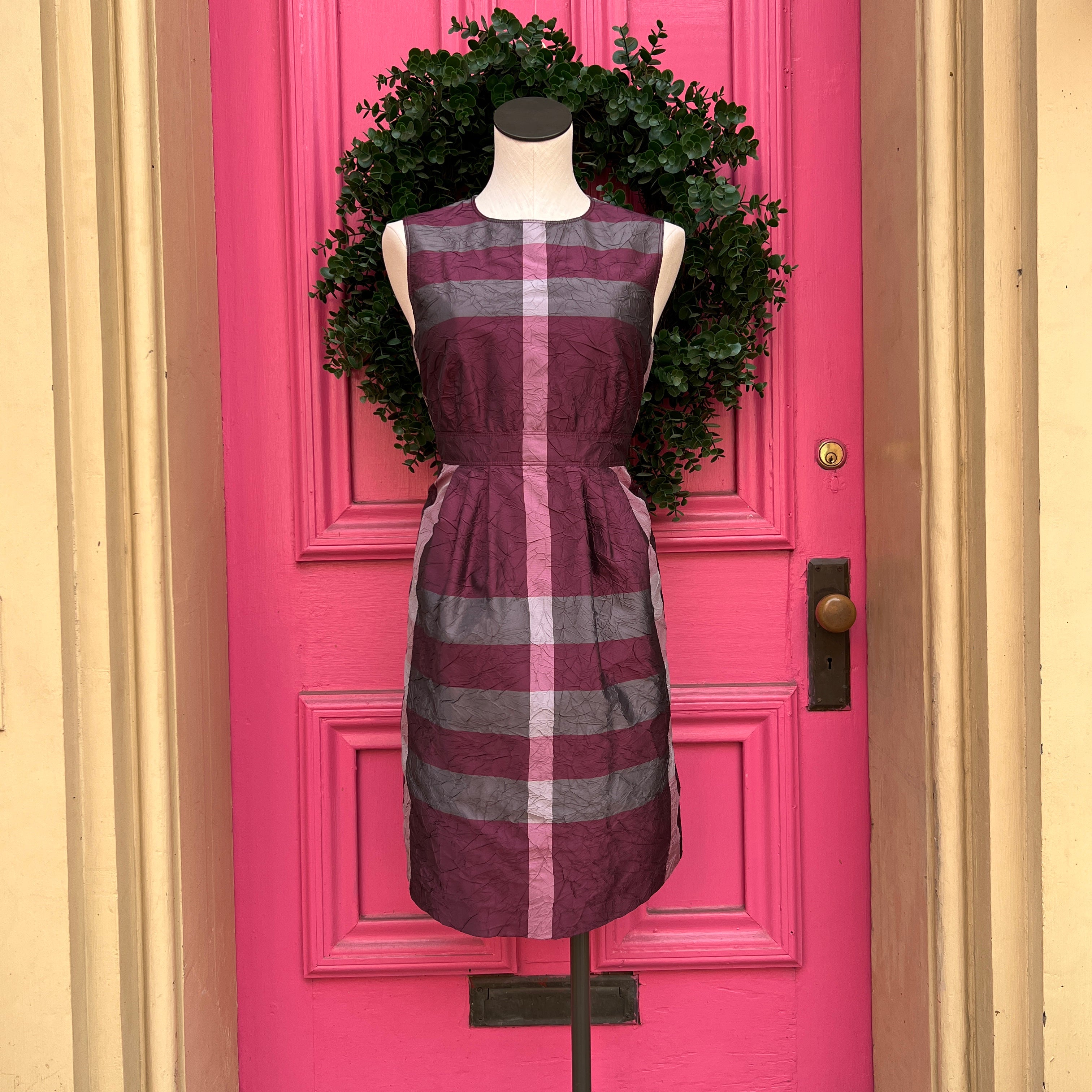 Burberry purple and gray plaid tank dress size 8