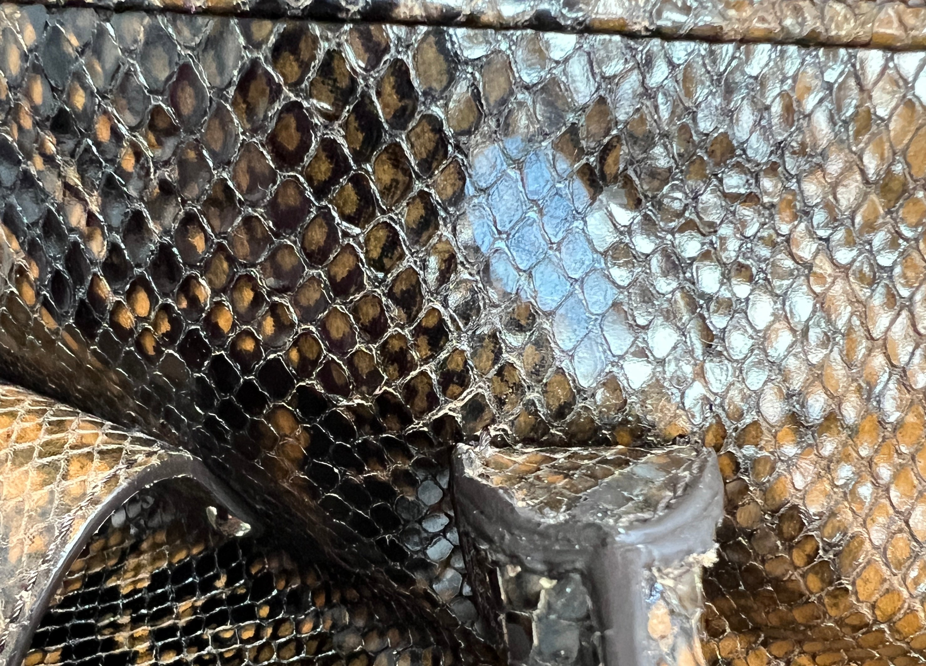 Jimmy Choo brown and black snakeskin tote