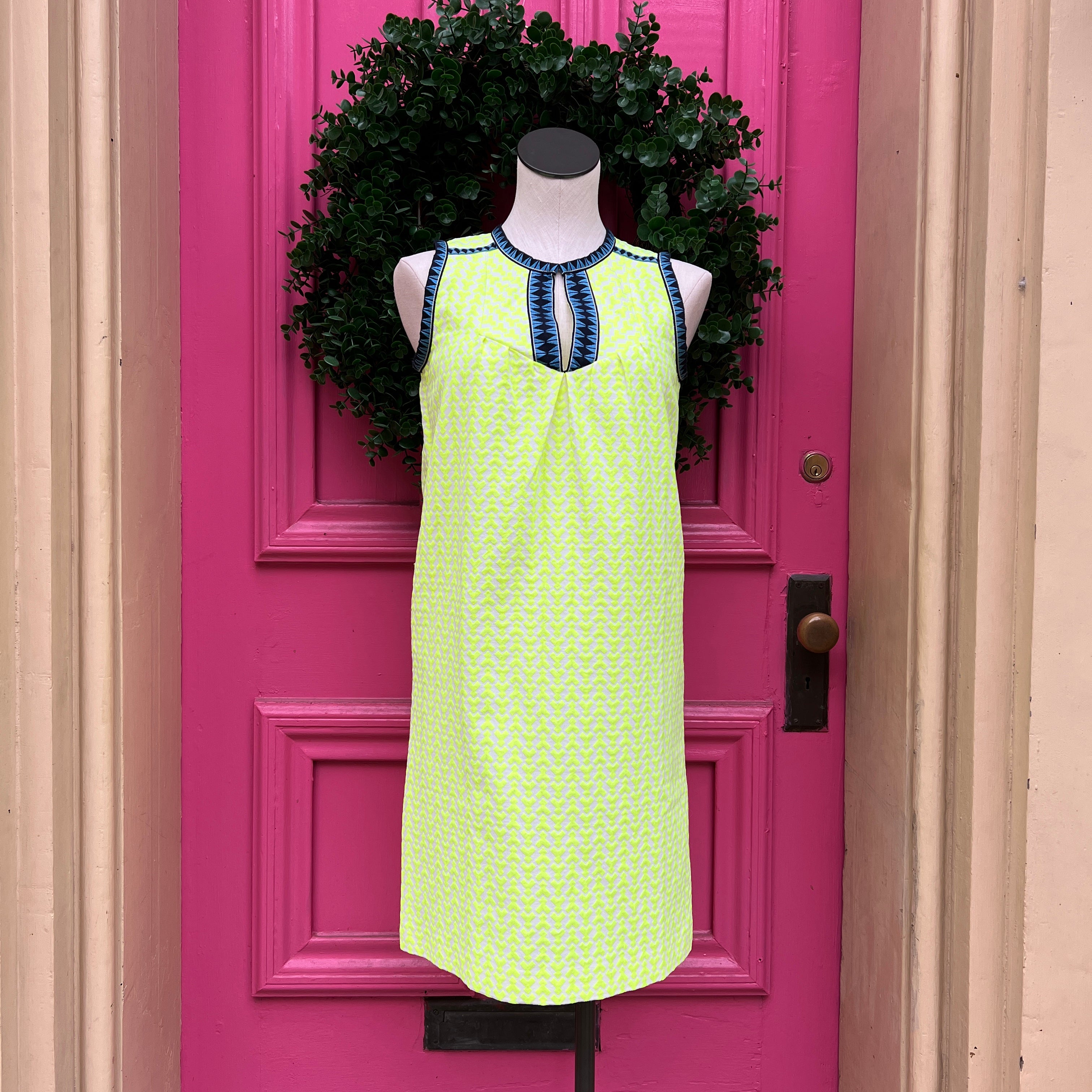 J.Crew neon green print tank dress size 00