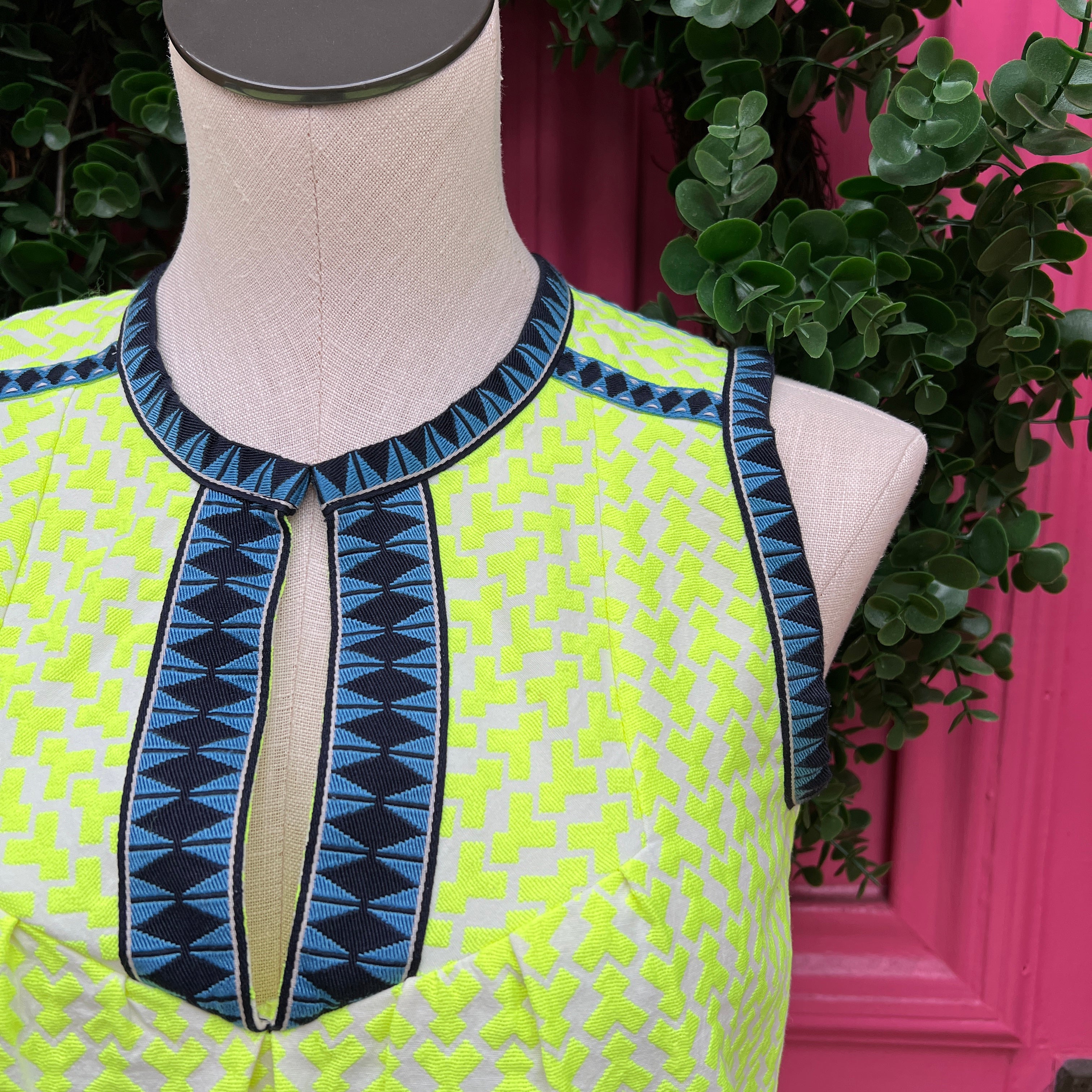 J.Crew neon green print tank dress size 00