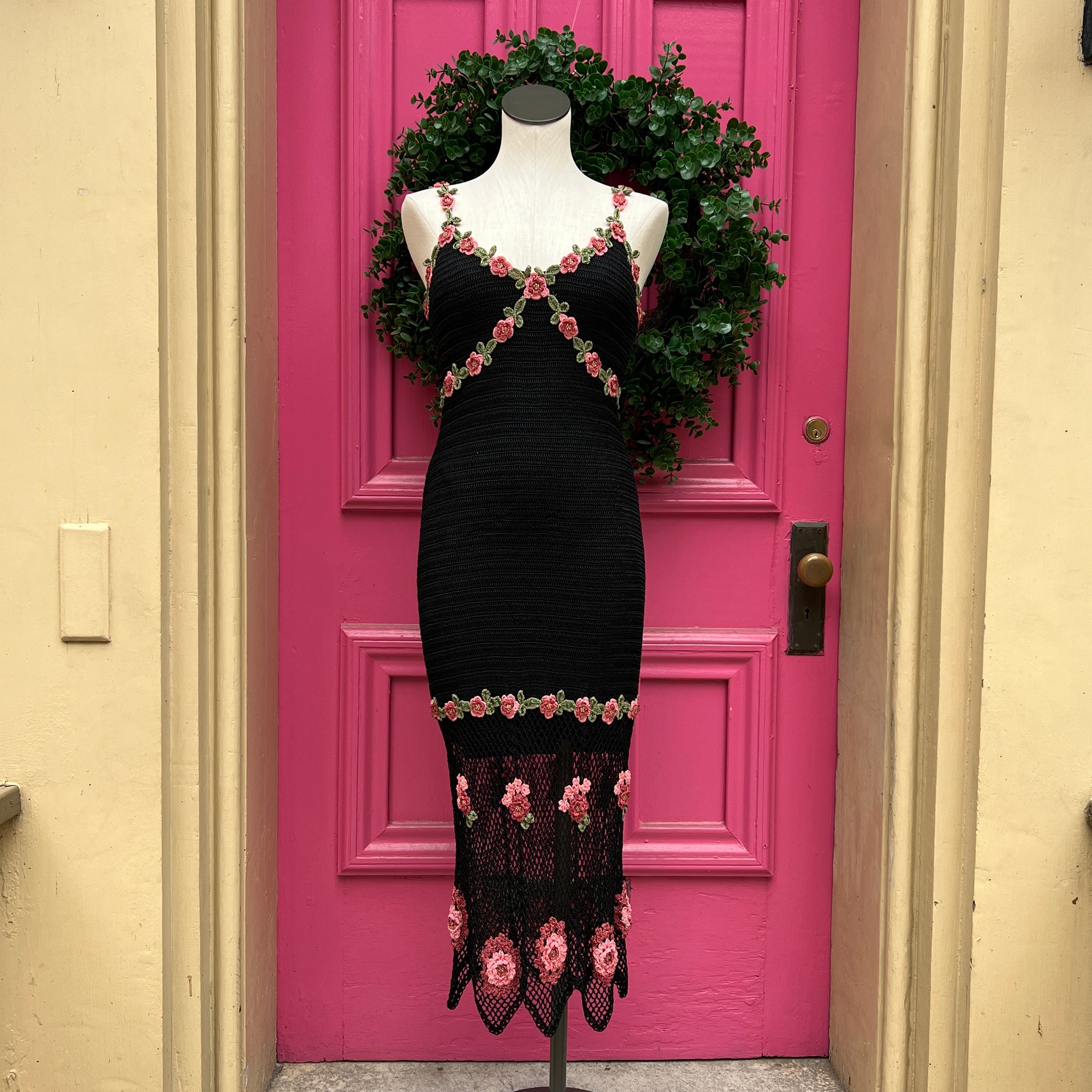 Sue Wong black crochet vintage dress size L Sue Wong black crochet vintage dress size L