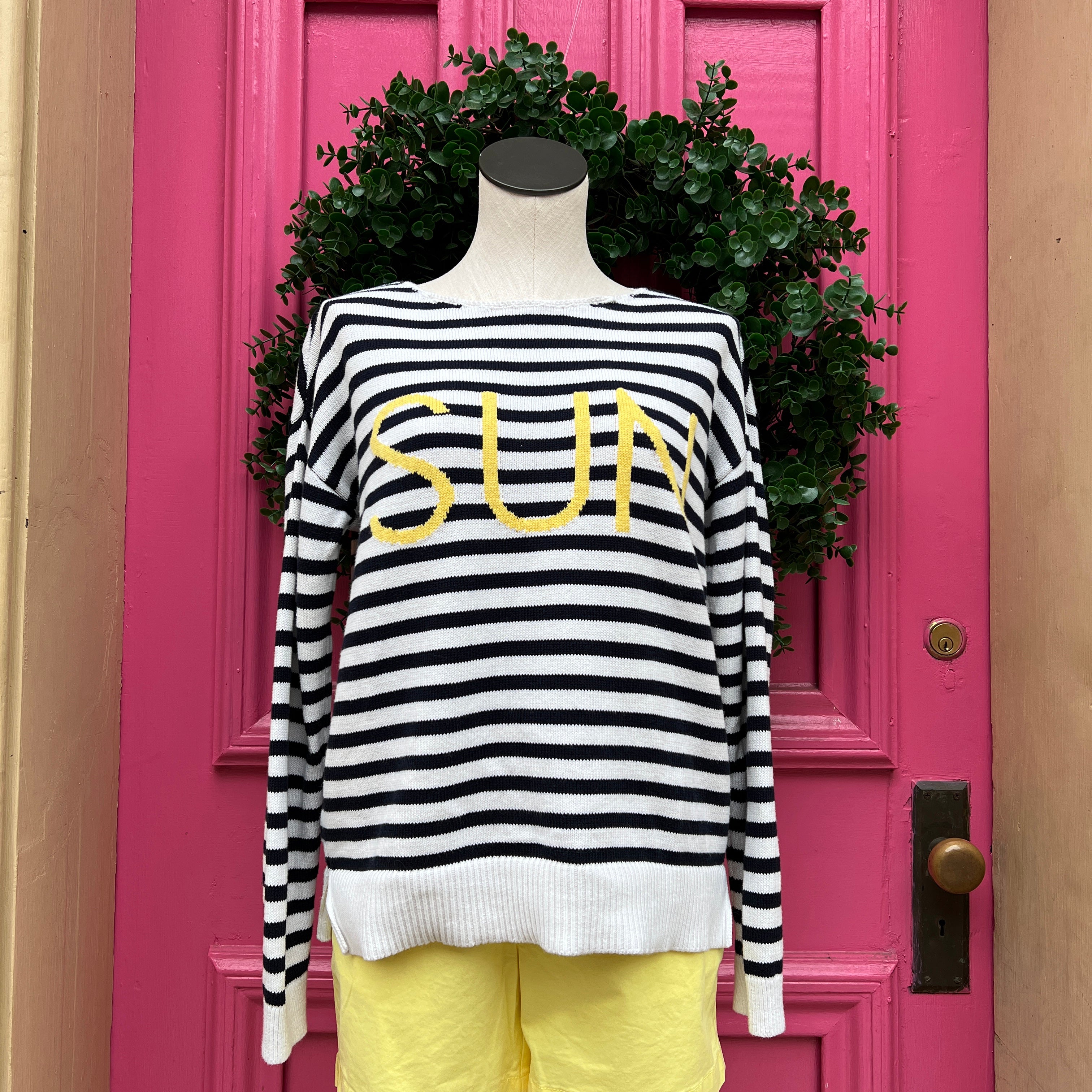 Loft navy and white striped Sun beach sweater size M