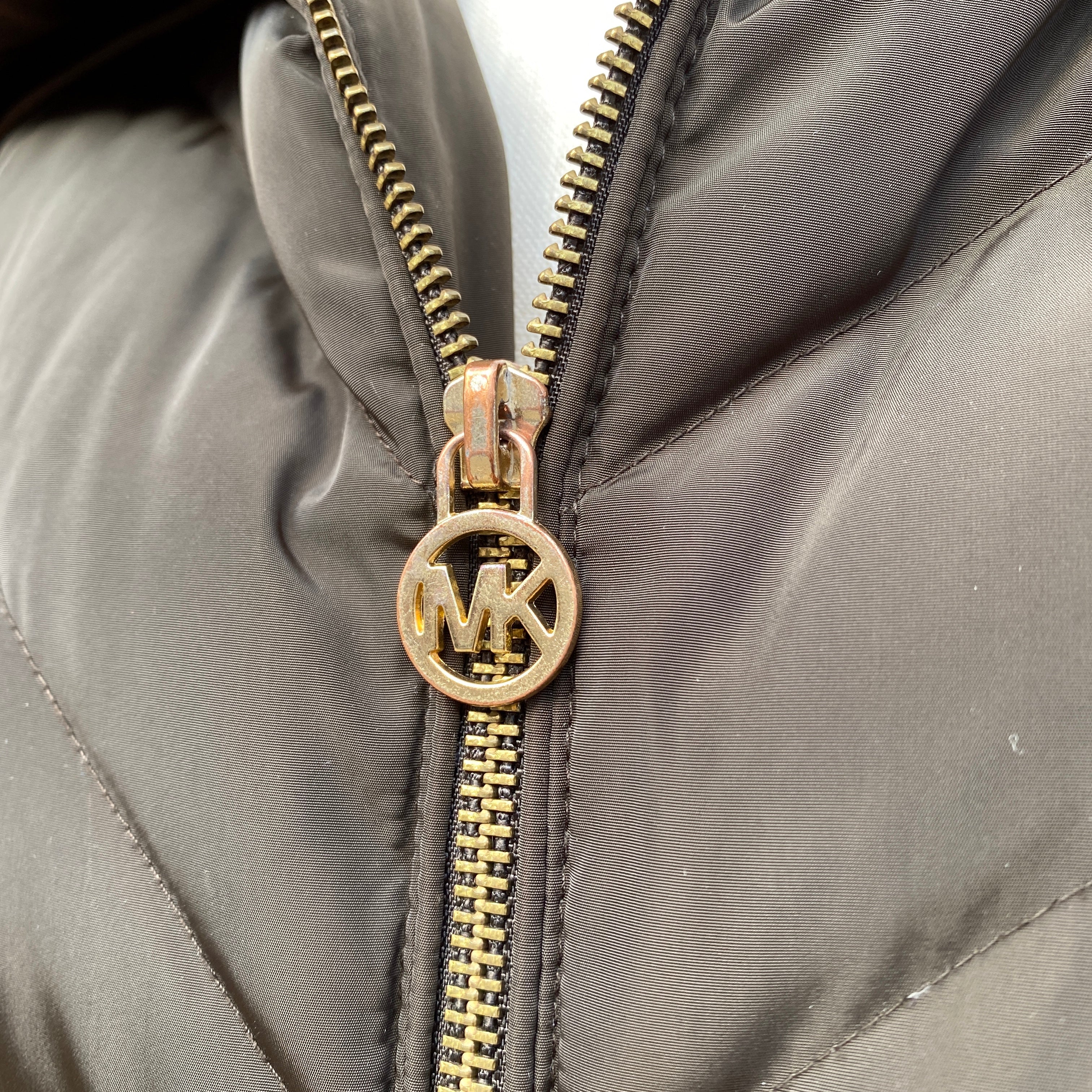 Michael Kors brown down puffer jacket size M - My Girlfriend's Wardrobe LLC