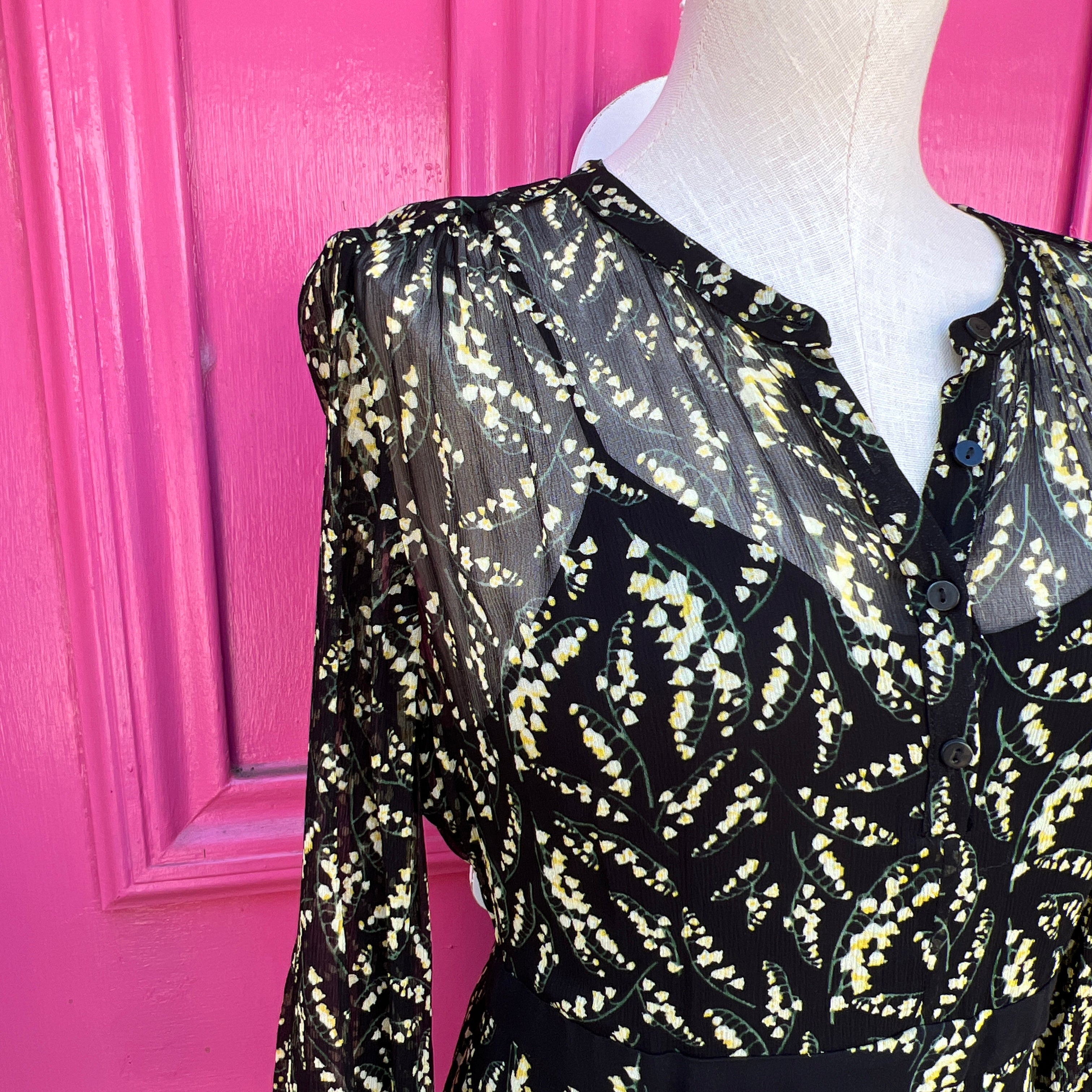 ba&sh black and yellow floral Lady dress size M