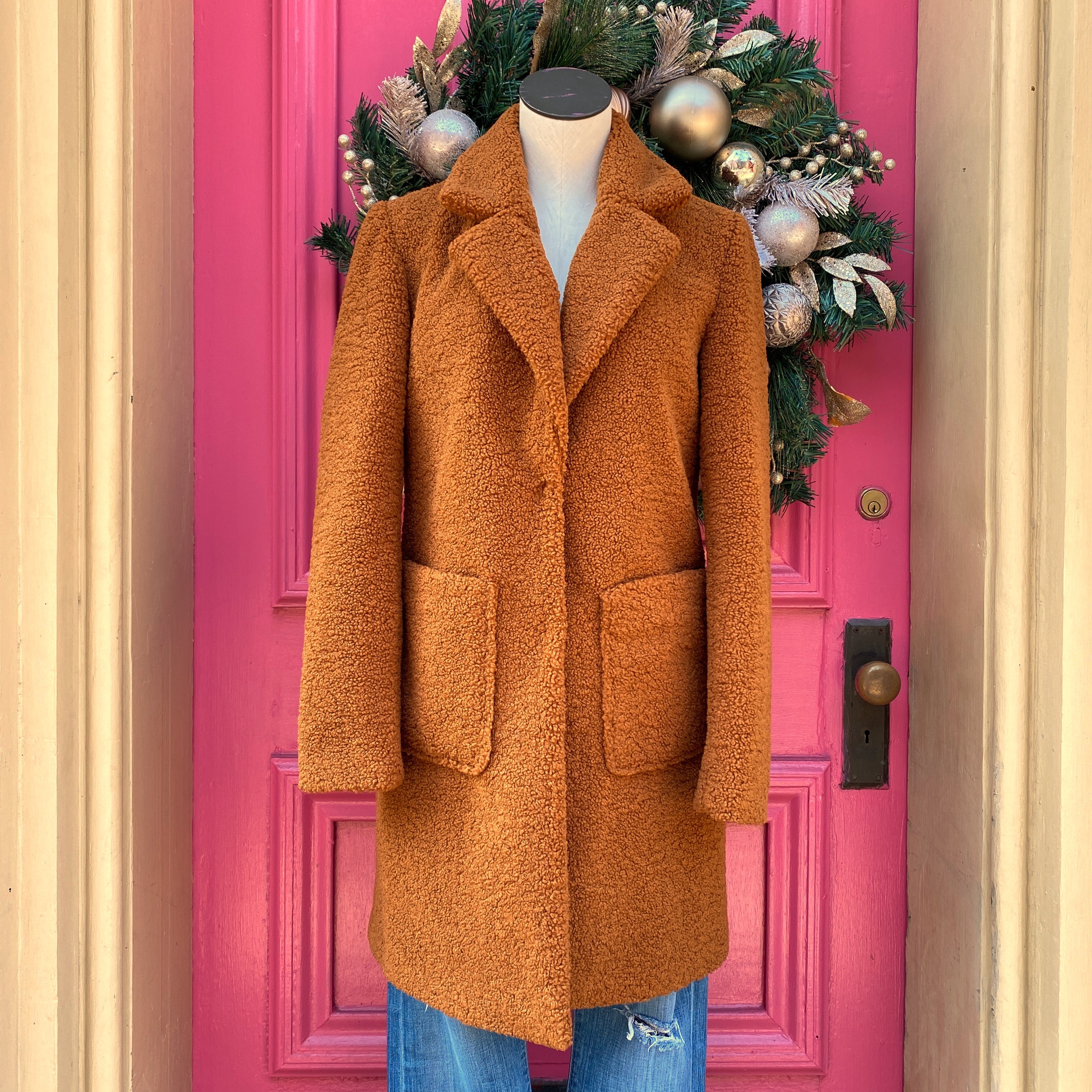 French Connection brown teddy jacket size XS
