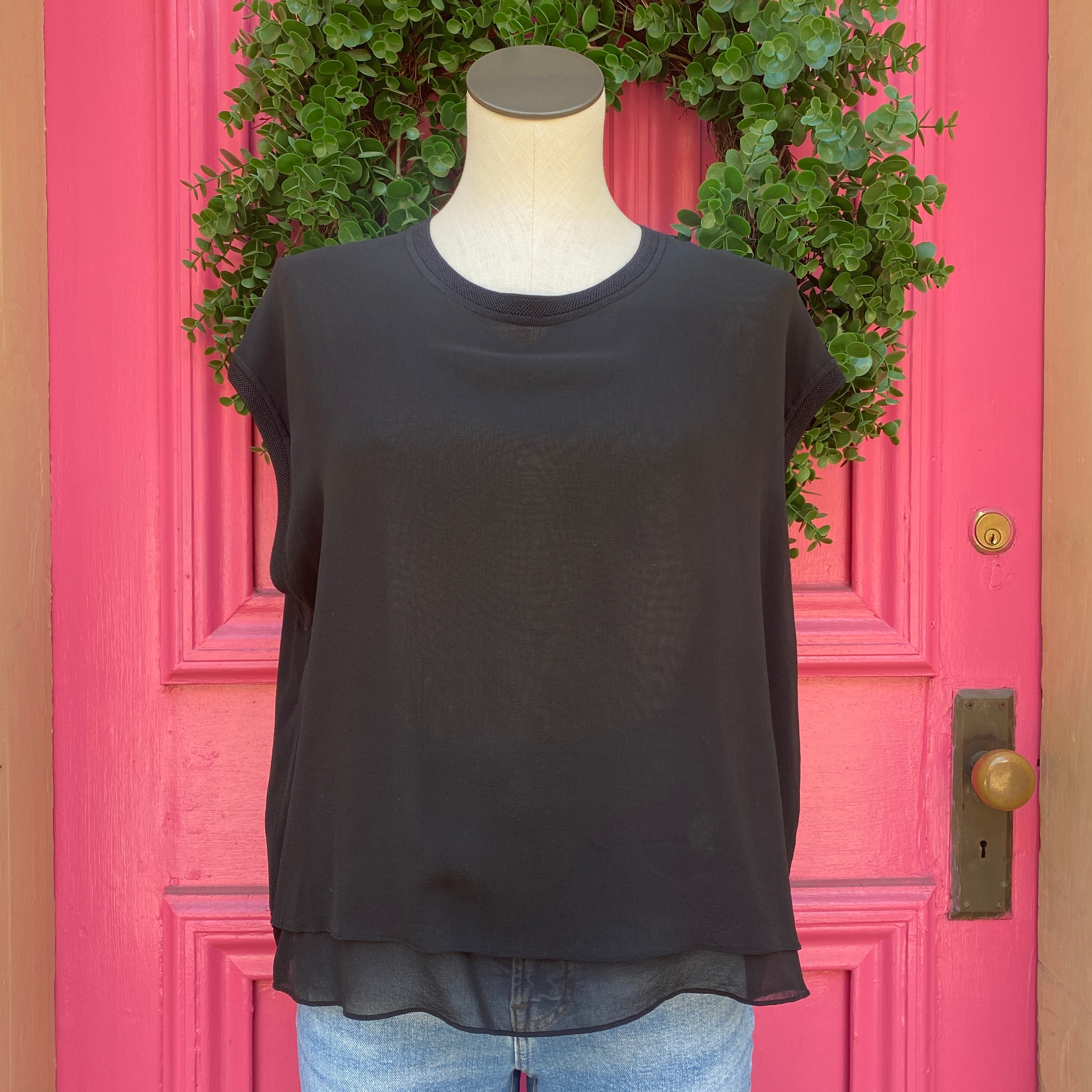 Rag & Bone black short sleeve sheer top size Medium