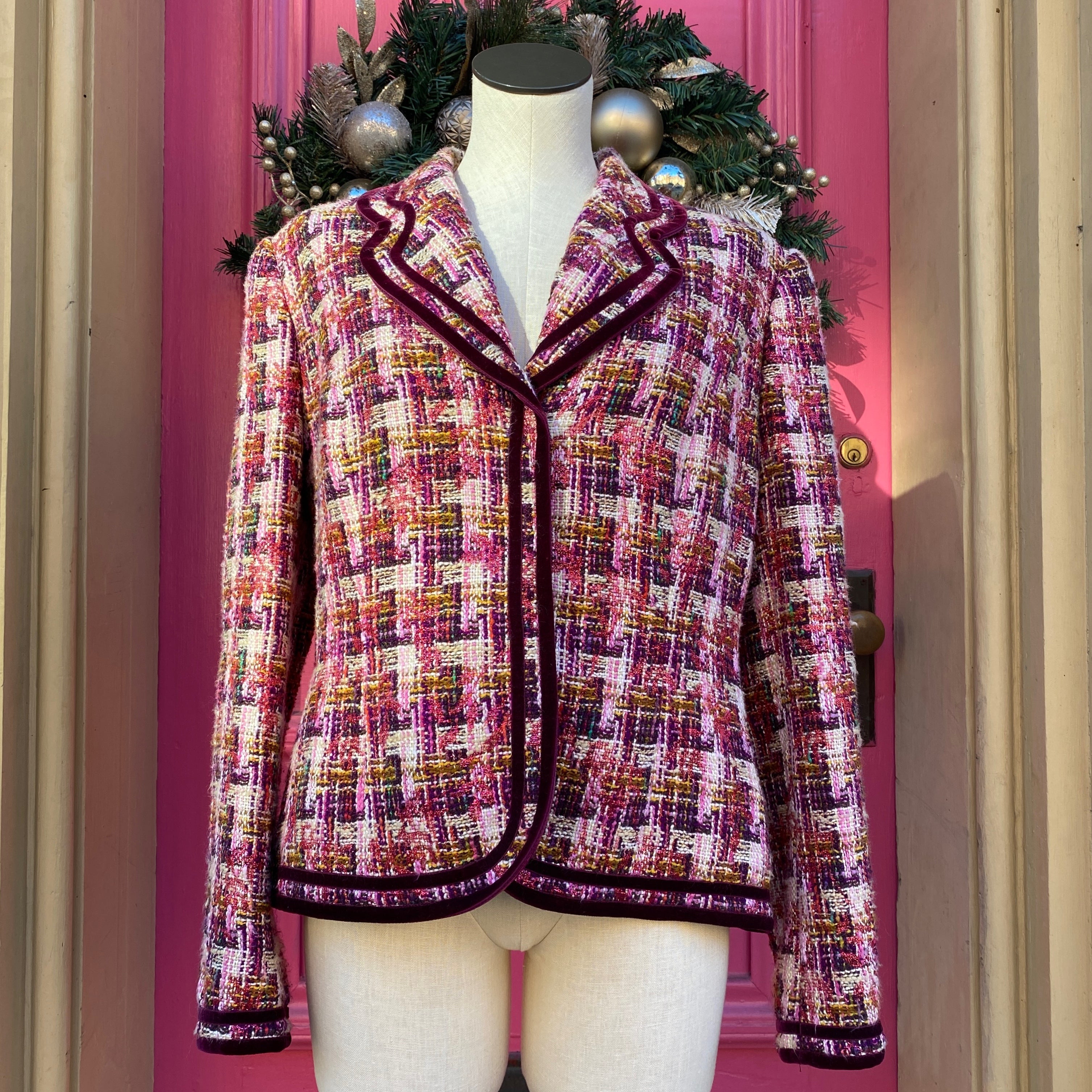 Escada multi color tweed blazer size 42 (12)