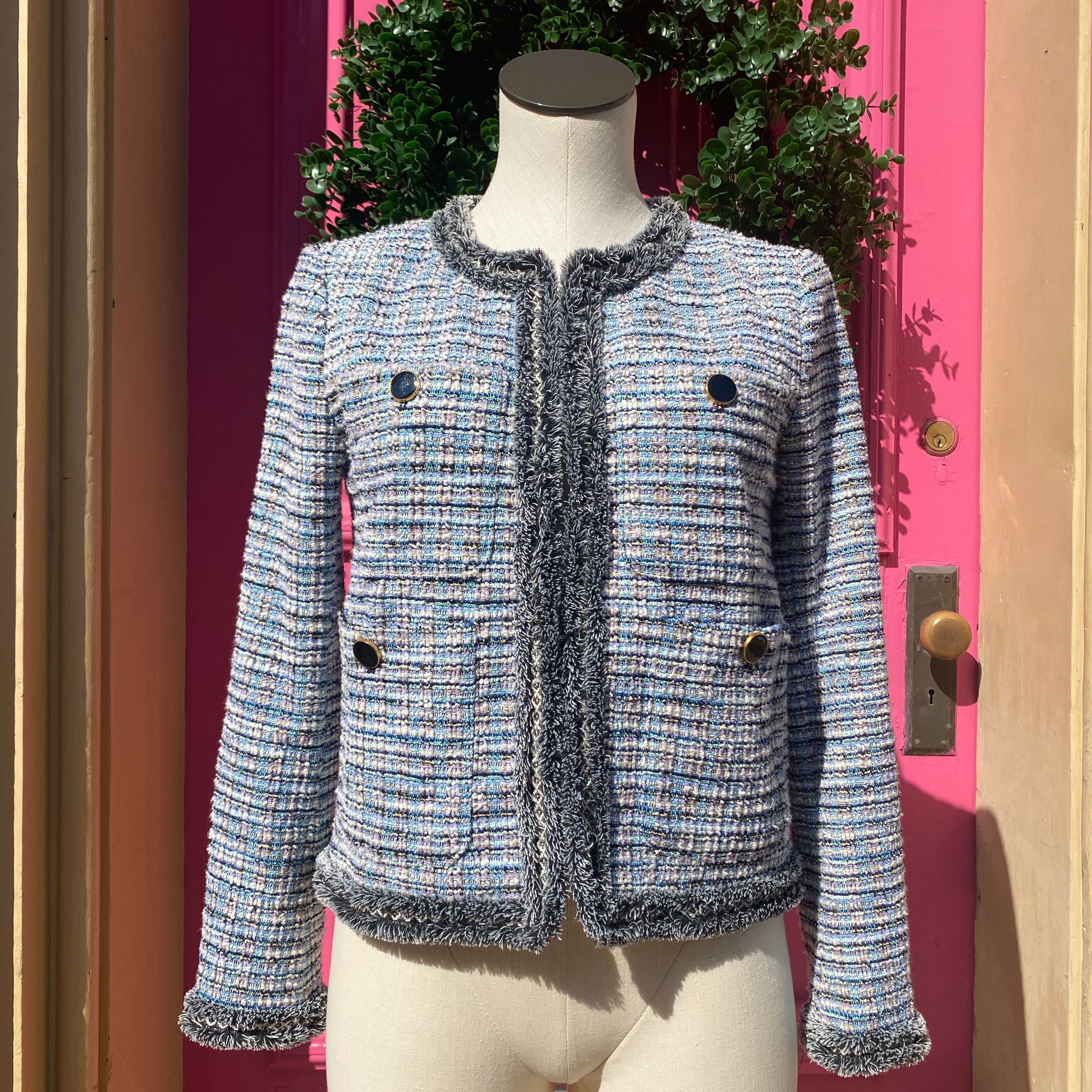 Cupcakes and Cashmere blue purple tweed cardigan size XSmall