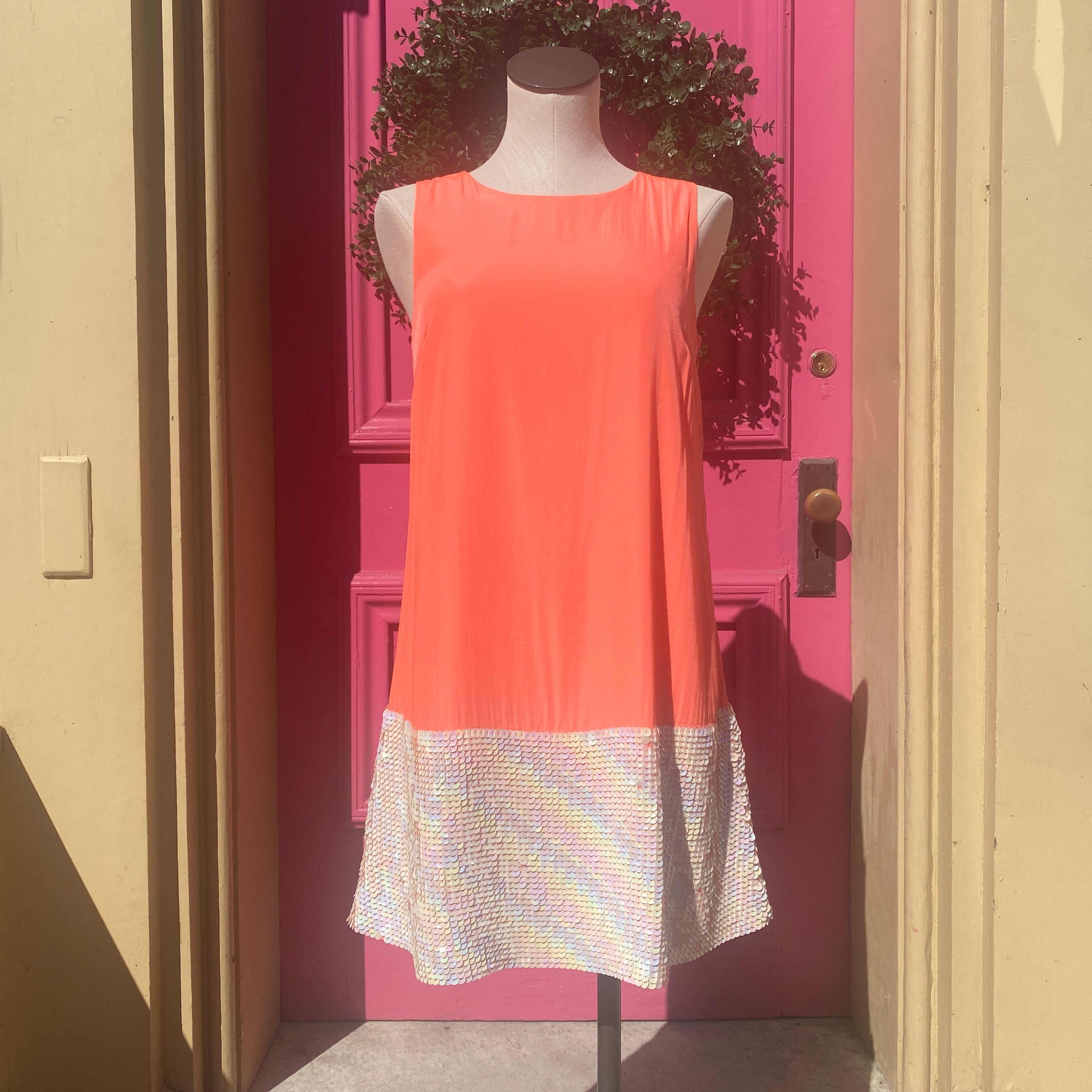 Julie Brown neon pink sequined tank dress size 2 New With Tags
