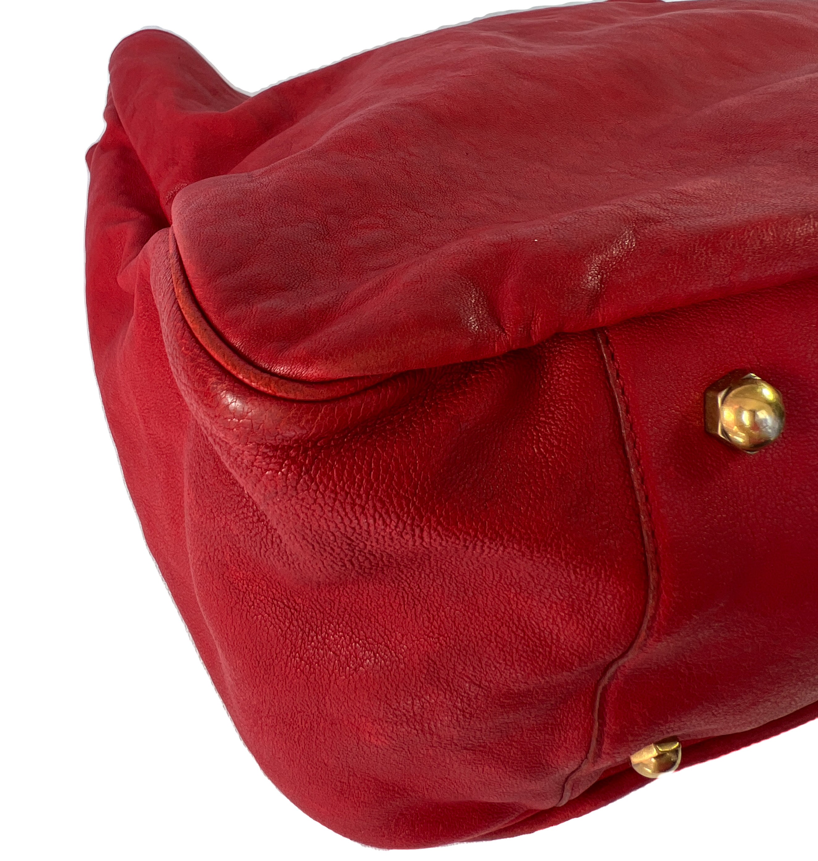 YSL red leather Roady hobo shoulder bag