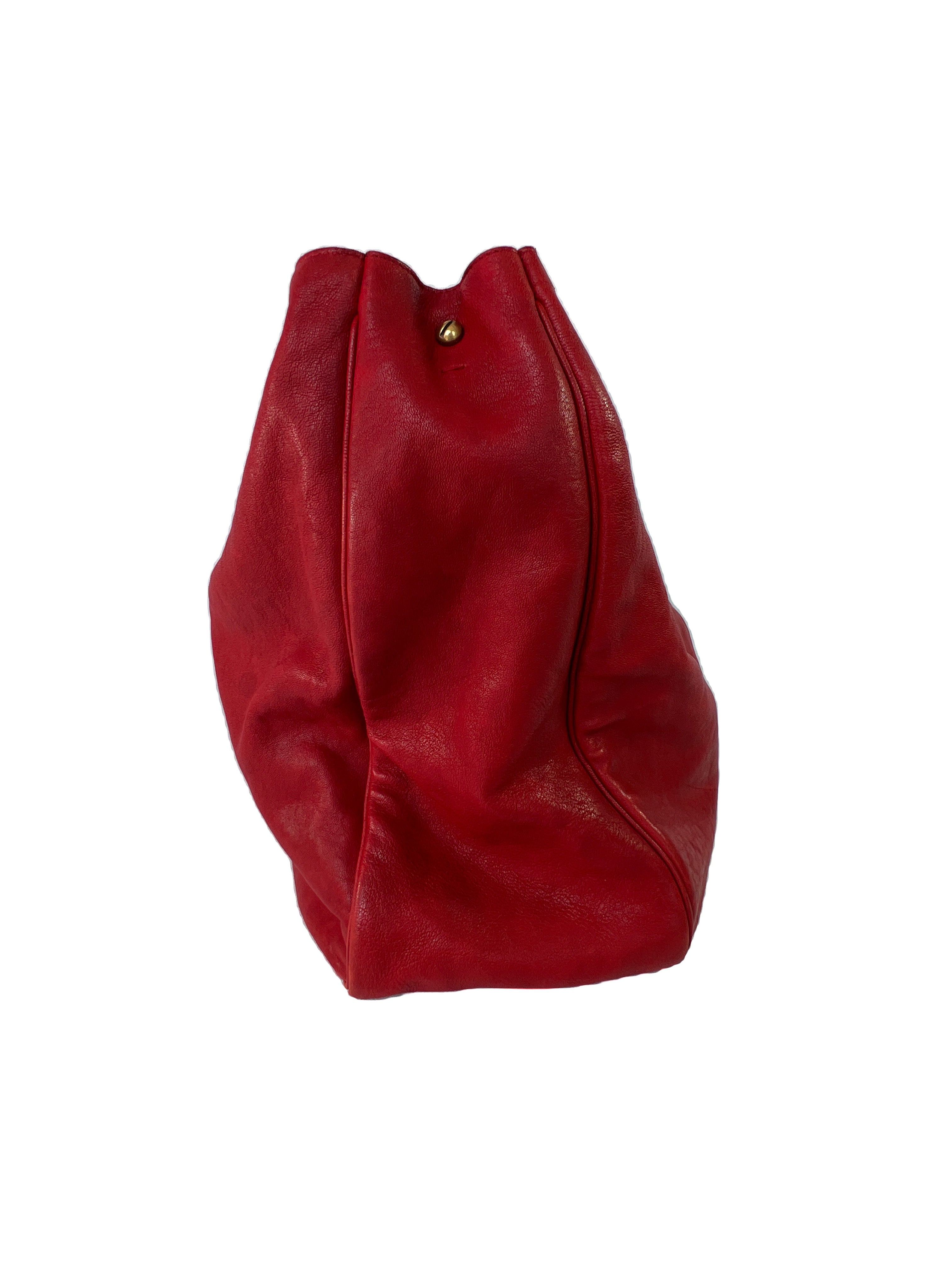 YSL red leather Roady hobo shoulder bag