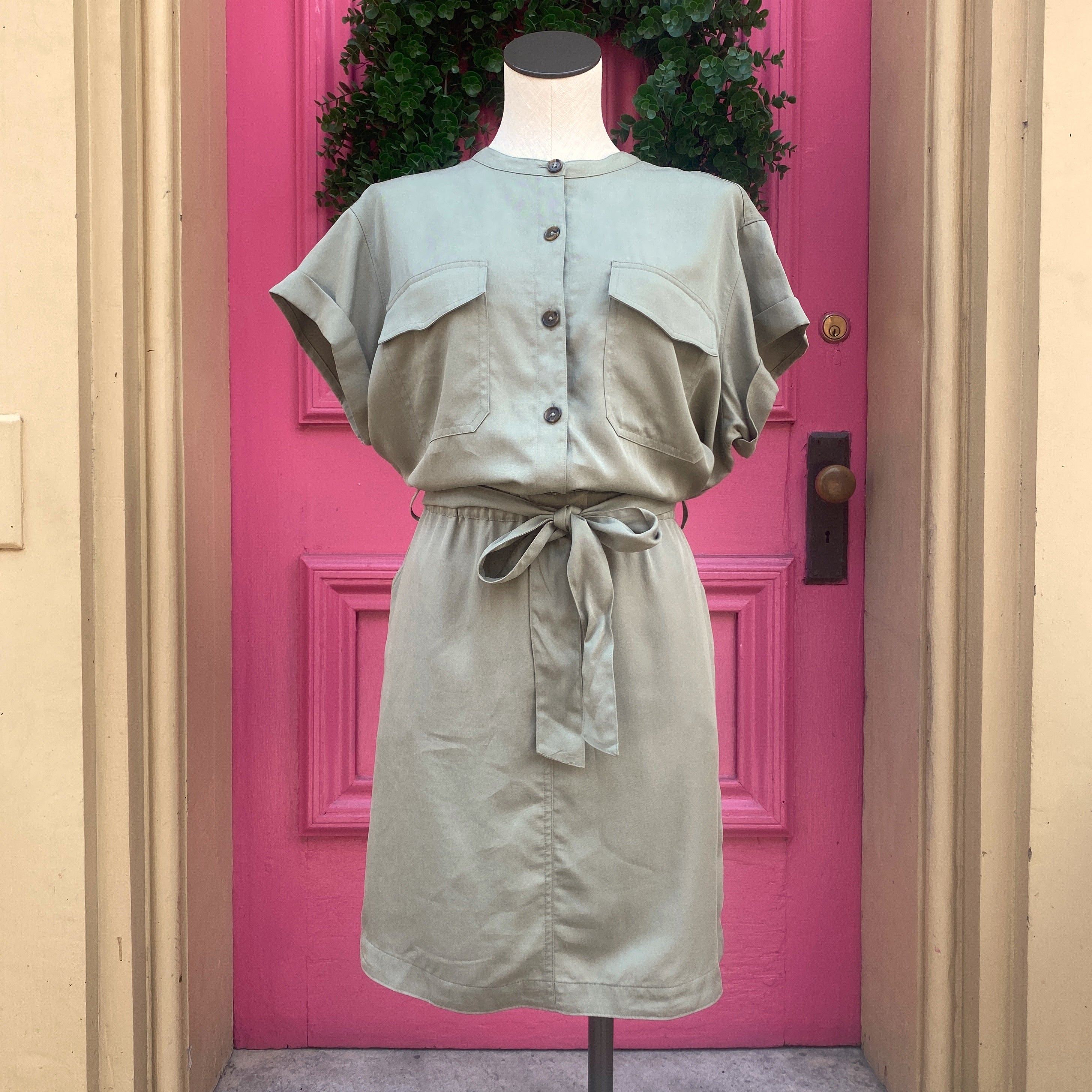 Banana Republic olive short sleeve button up dress size XL New With Tags