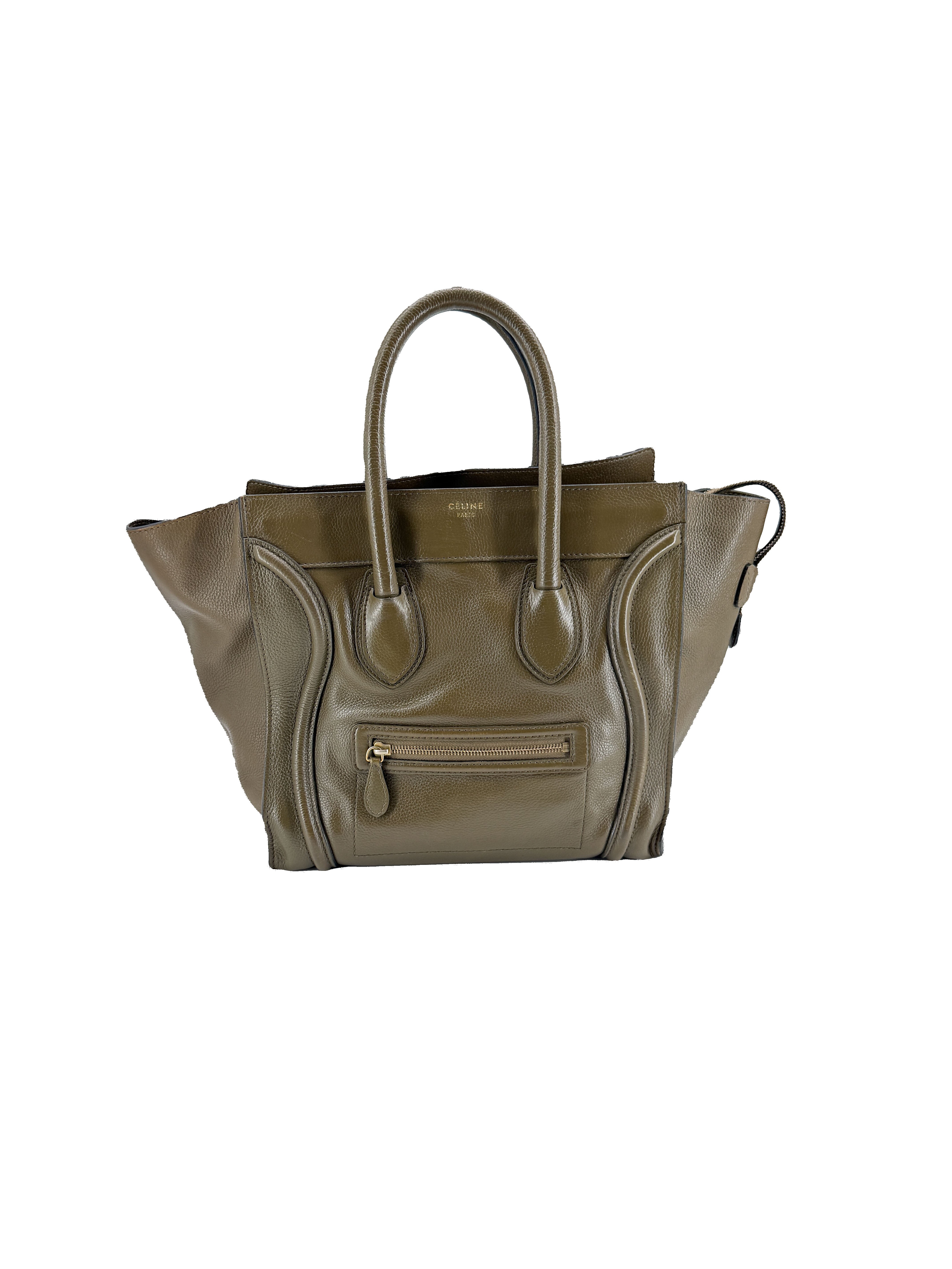 Celine olive leather mini luggage tote S-PA-1121