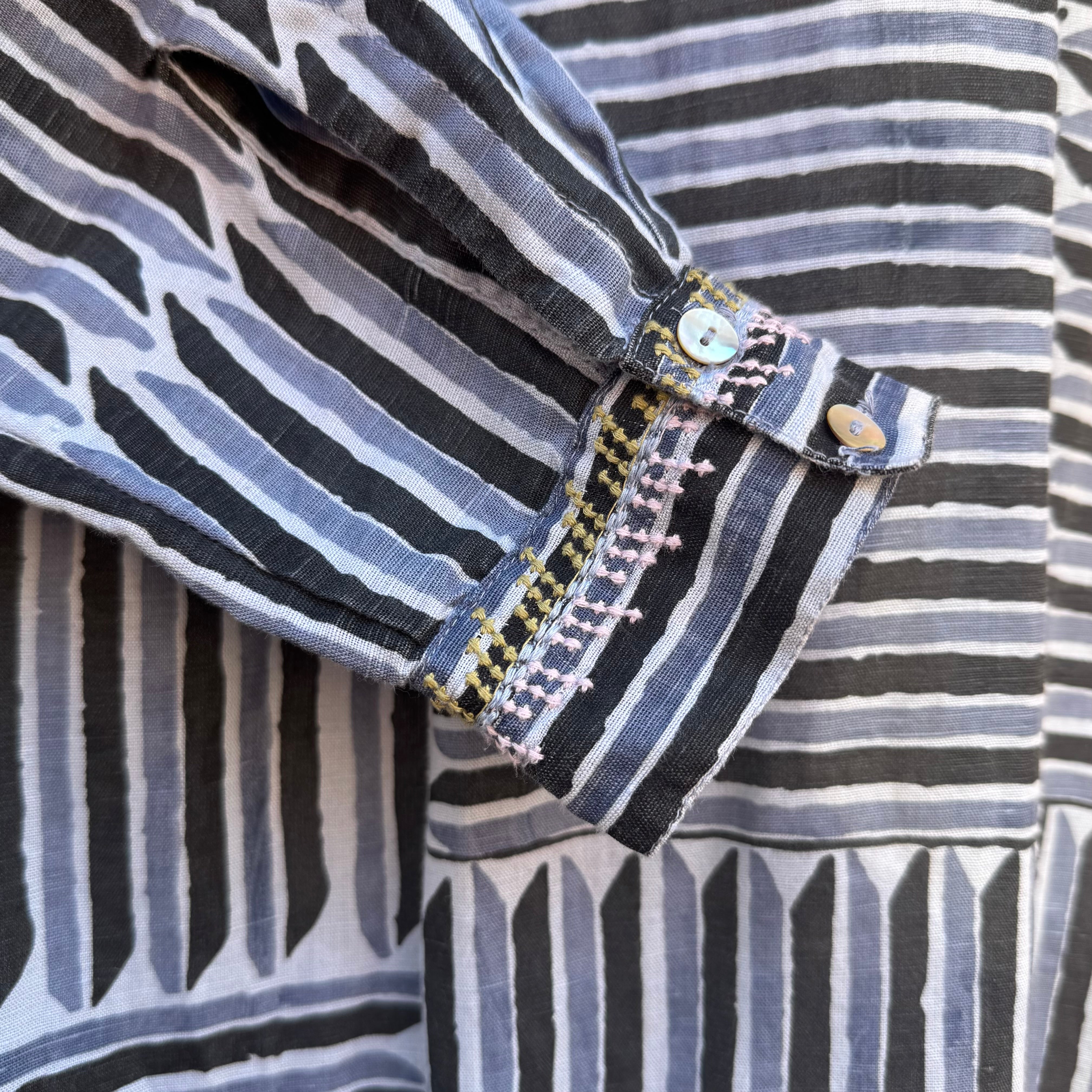 Voloshin blue striped dress size M