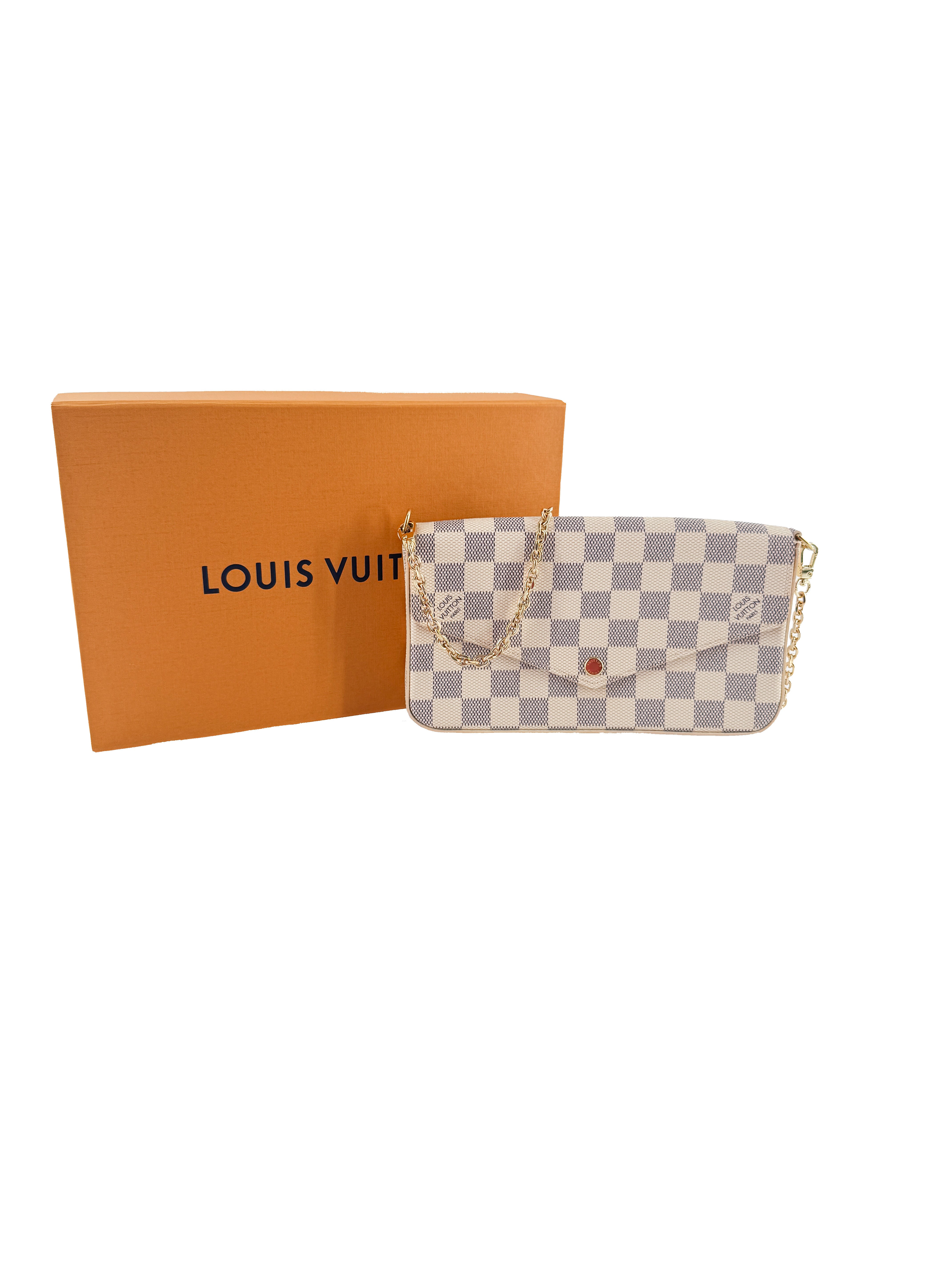 Louis Vuitton damier azur Pochette Felicie chain wallet rose ballerine NFC