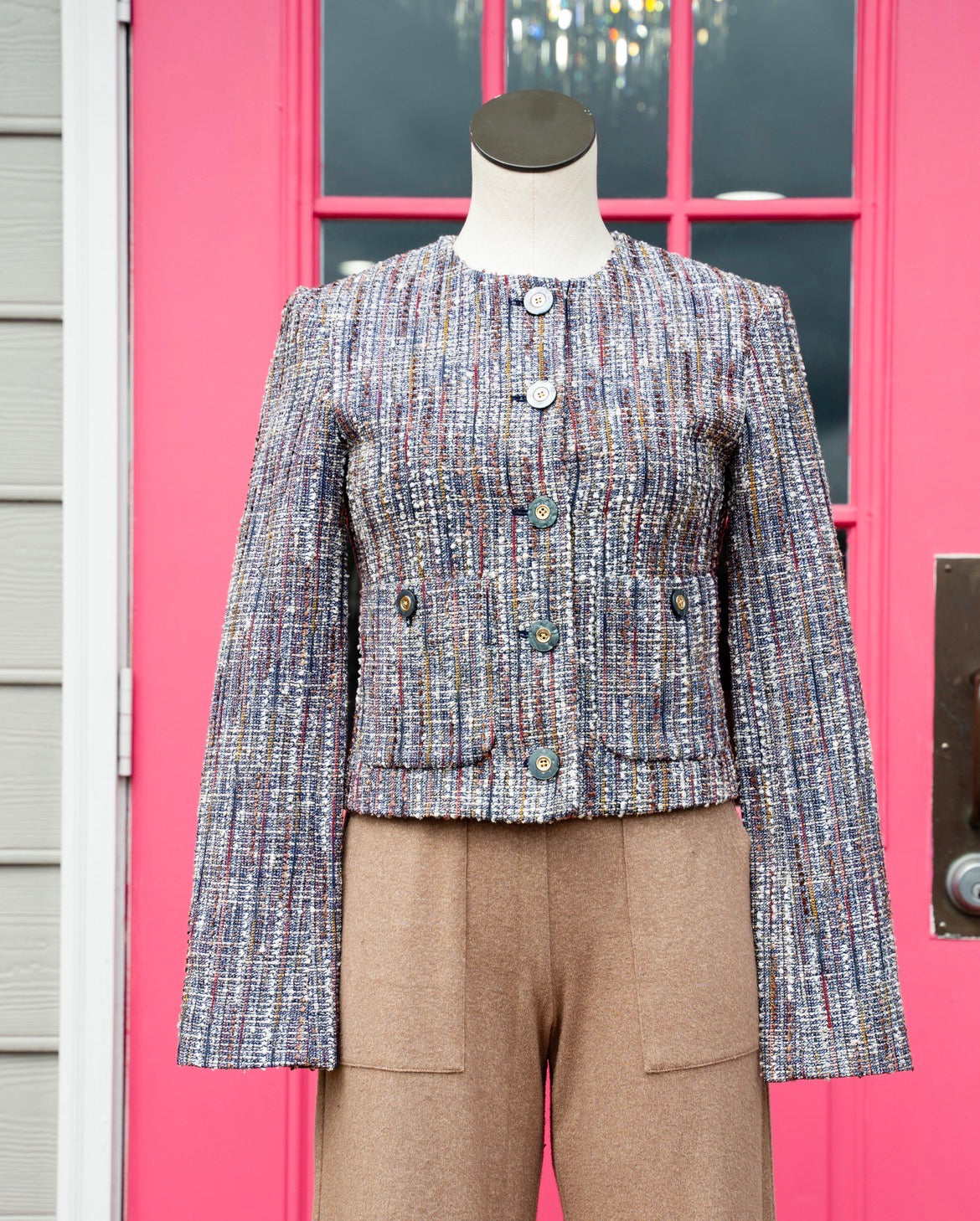 Veronica Beard navy multi Andrea jacket size 0 NWT