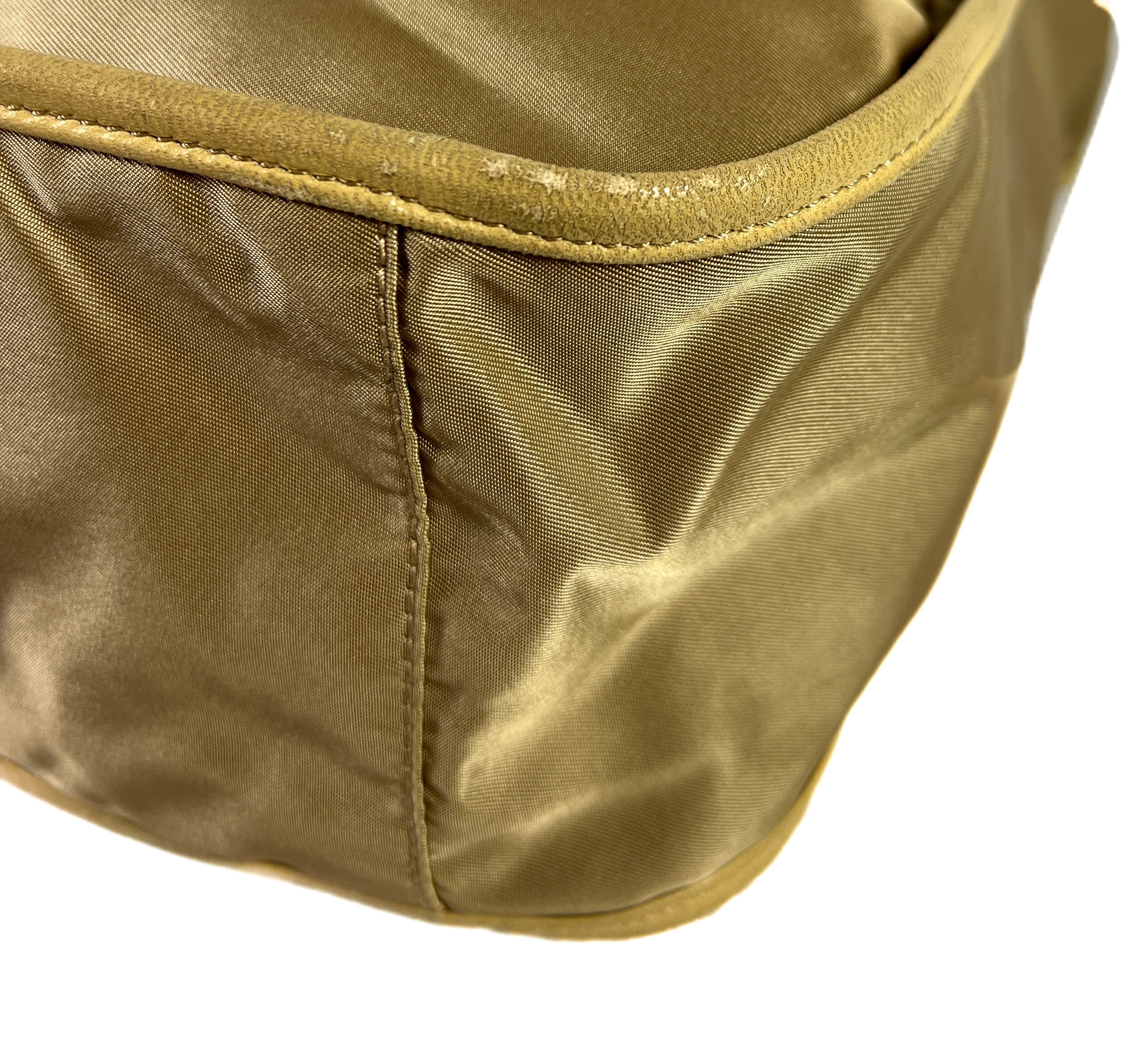 Prada golden beige hobo tessuto shoulder bag