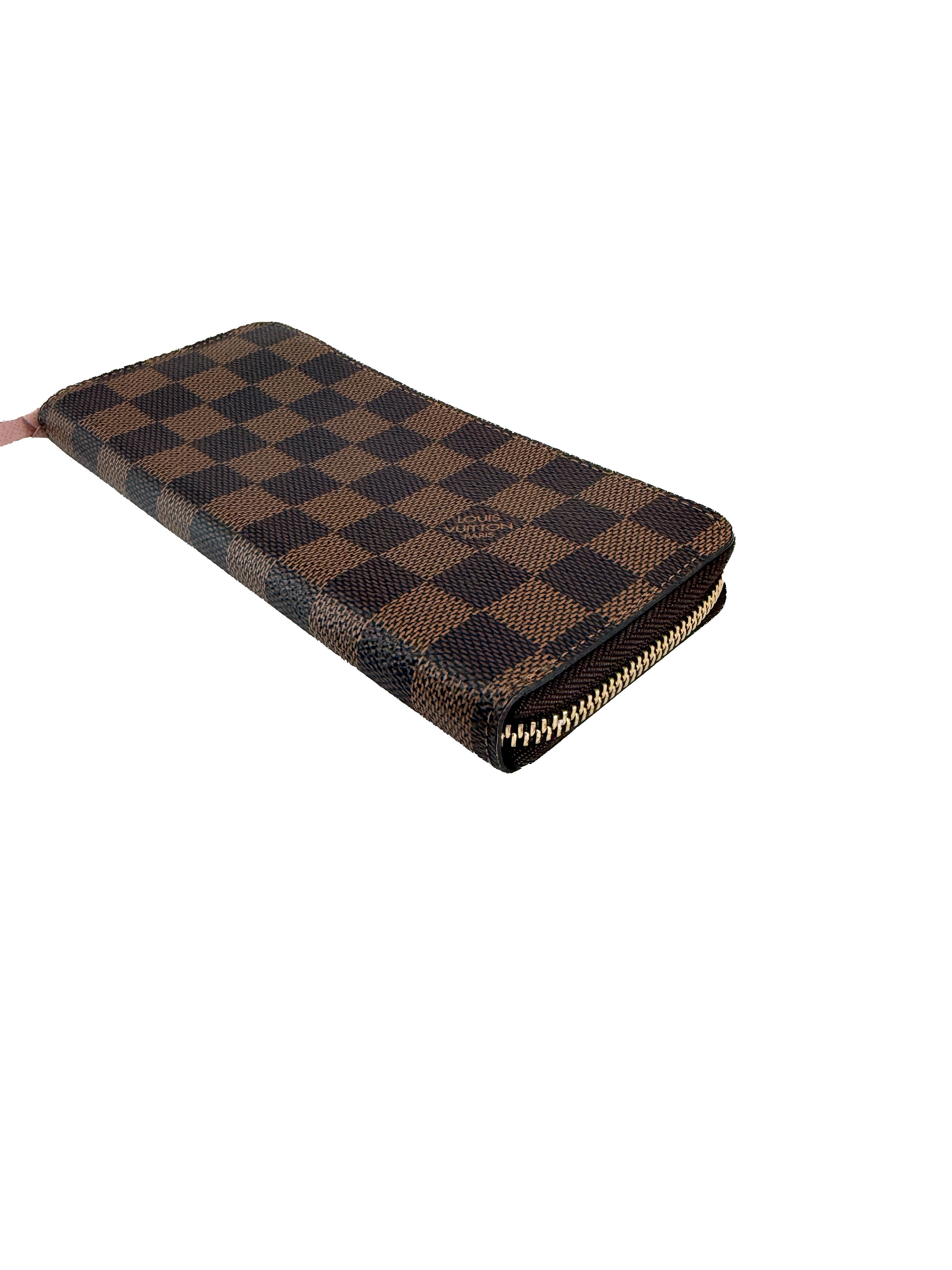 Louis Vuitton damier ebene Rose Ballerine Clemence wallet NFC