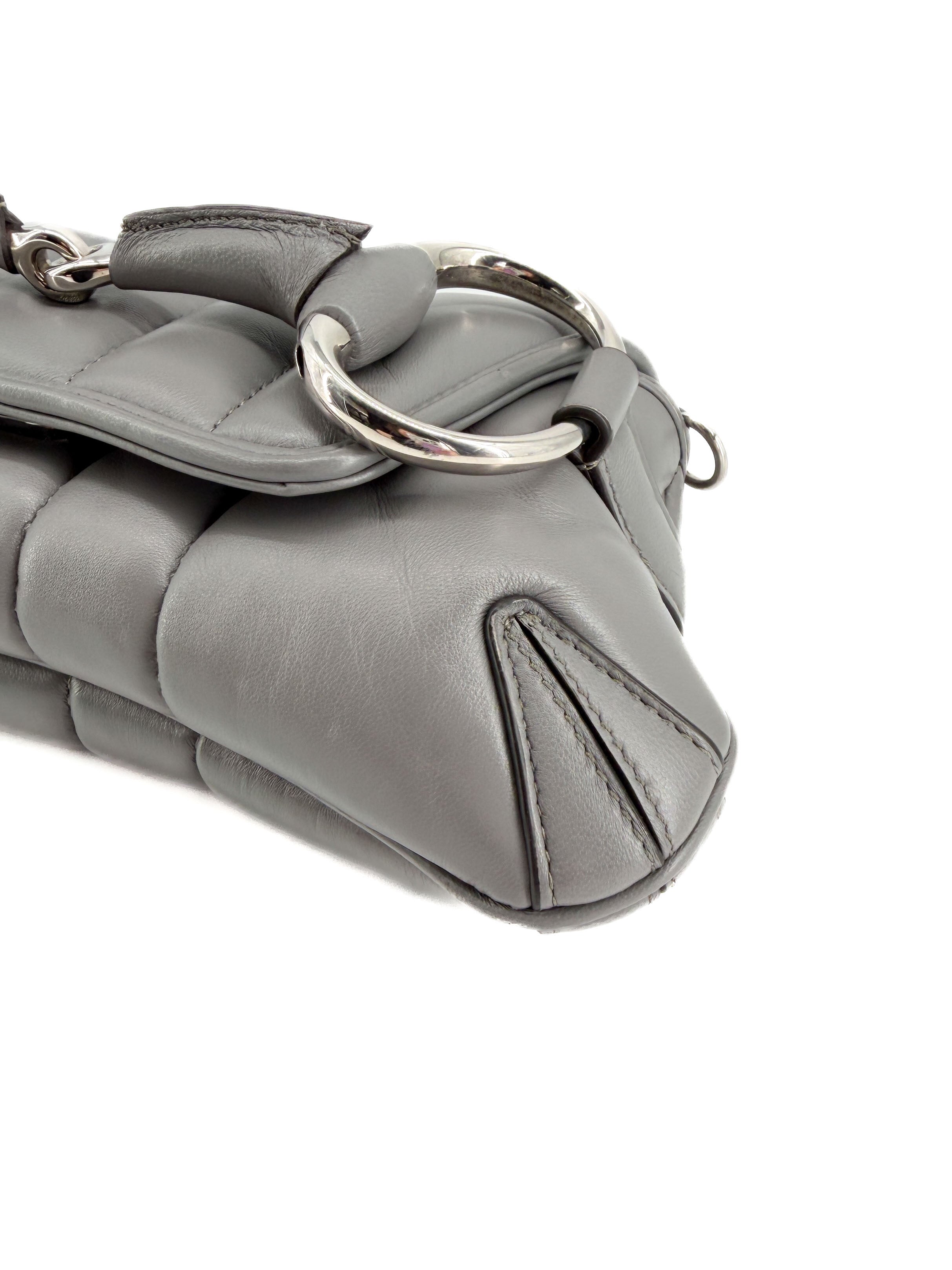 Gucci gray leather small Horsebit chain shoulder bag 764339 520981