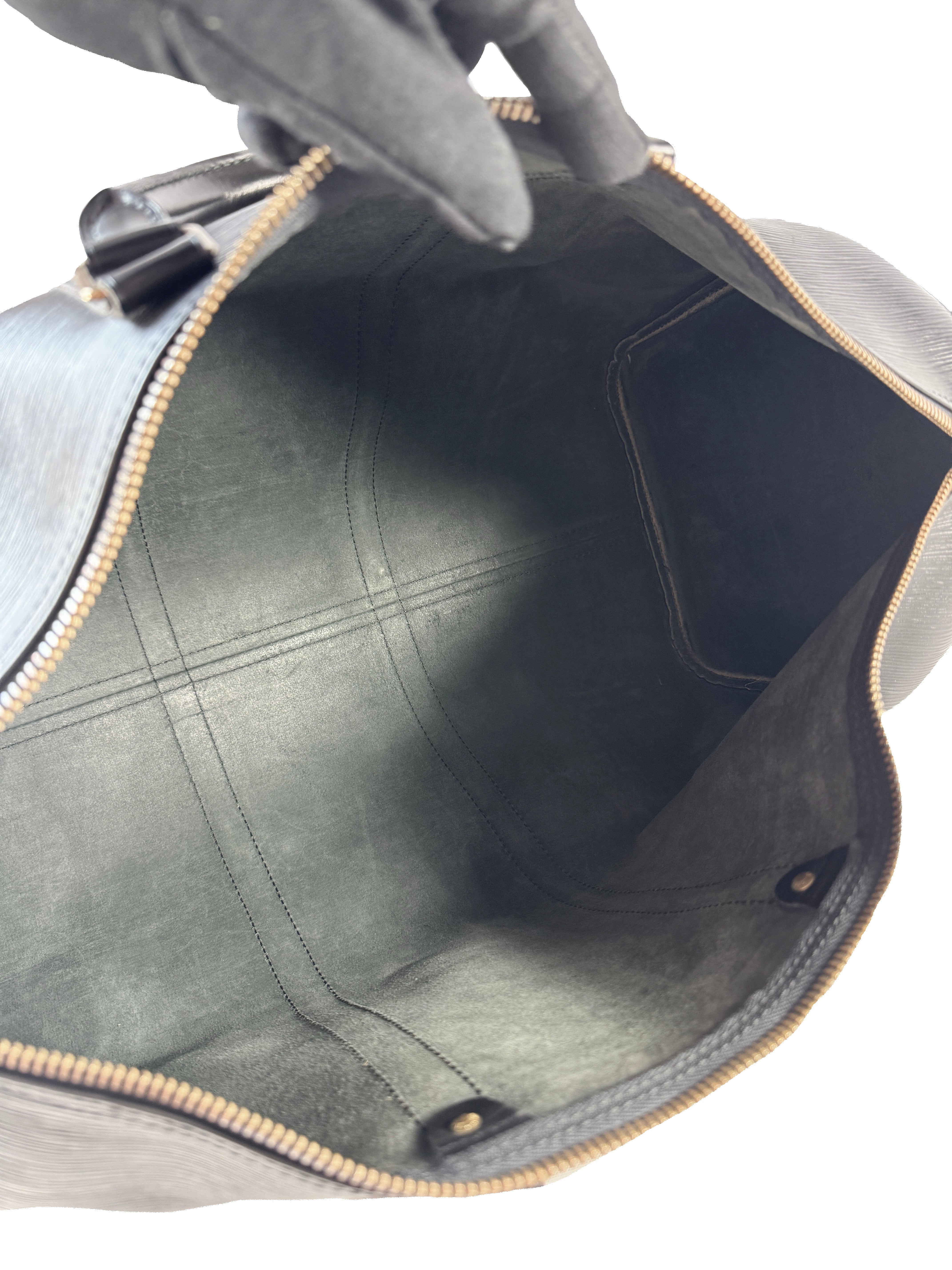 Louis Vuitton black epi keepall 50 VI0990