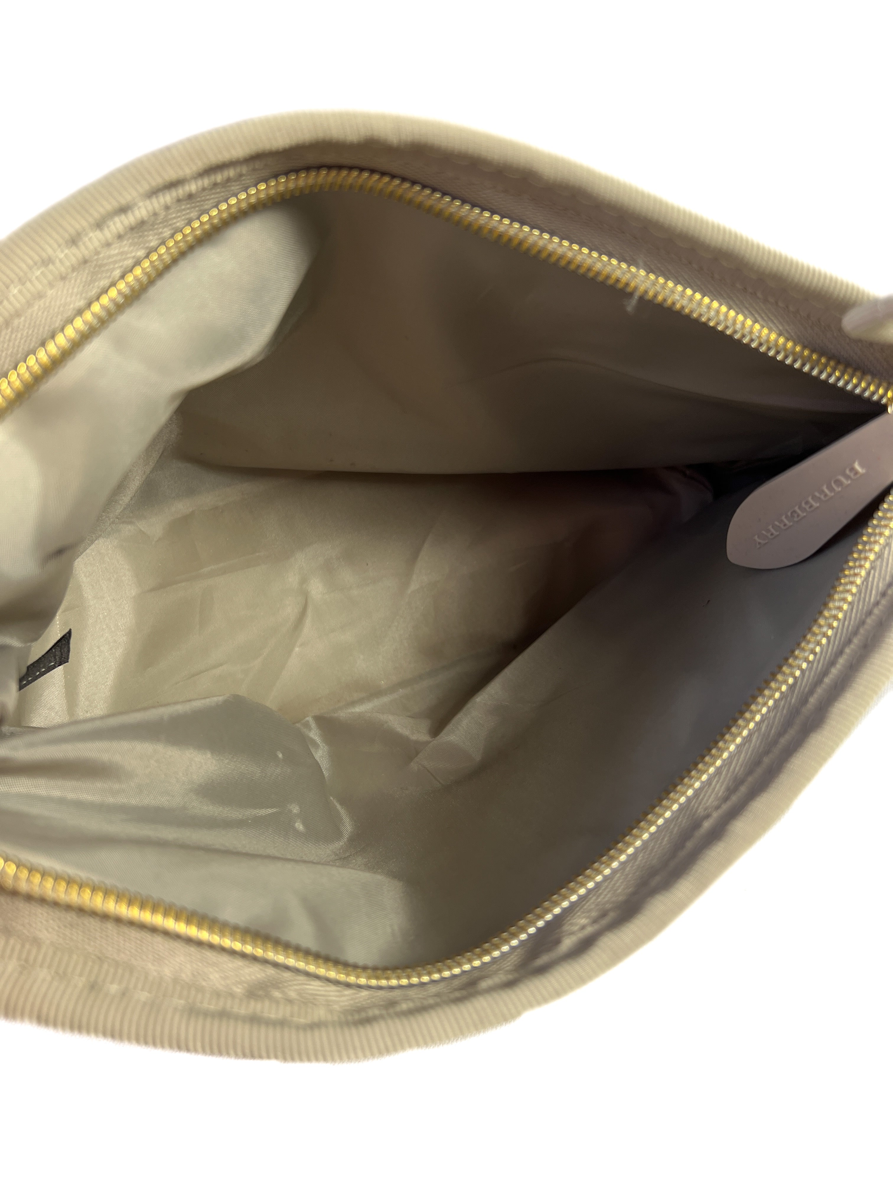 Burberry gray/beige zip pouch
