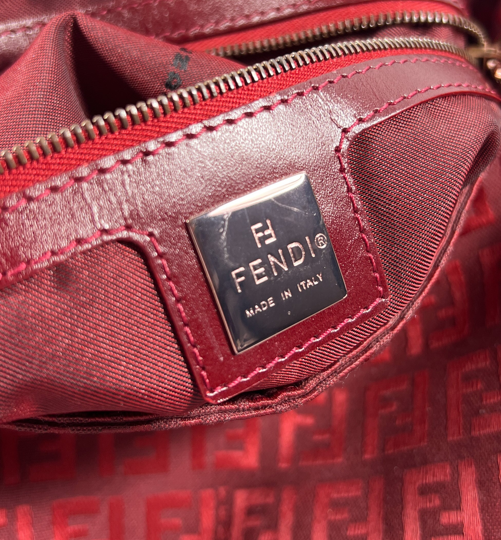 Fendi red Zucchino Mamma Baguette shoulder bag