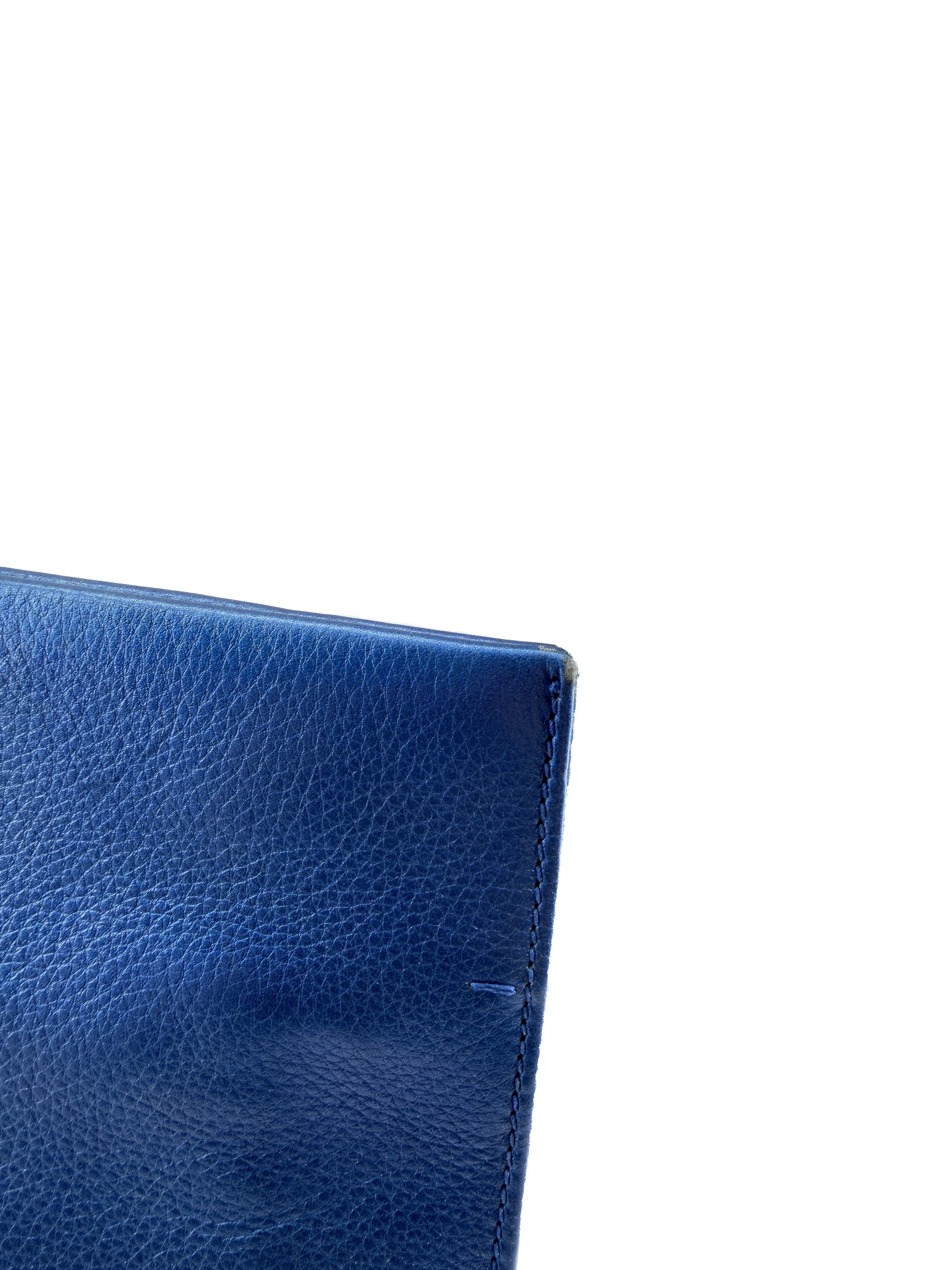 Gucci blue metallic leather bamboo tassel Nouveau clutch 347108 204991