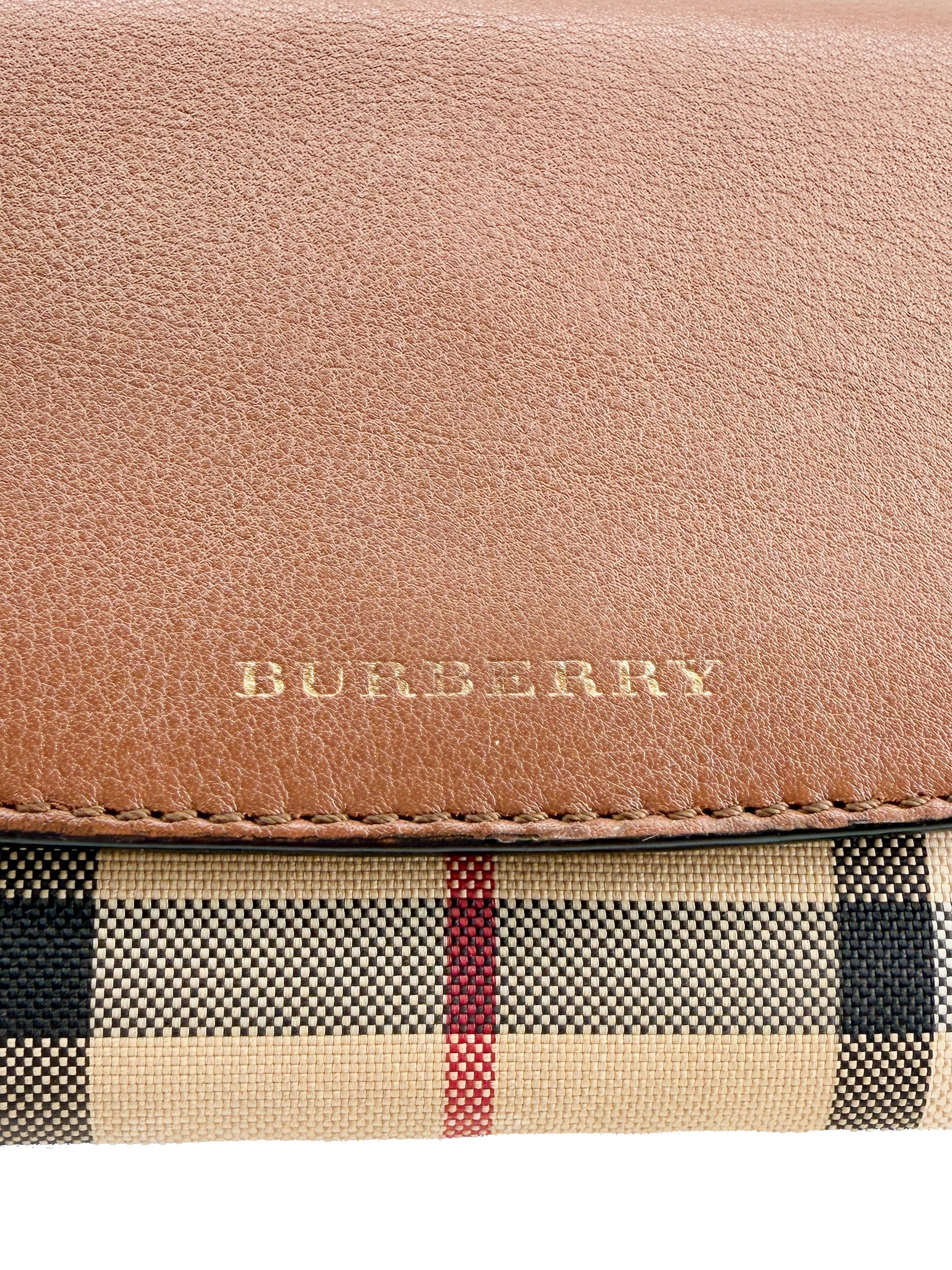 Burberry brown leather canvas check wallet