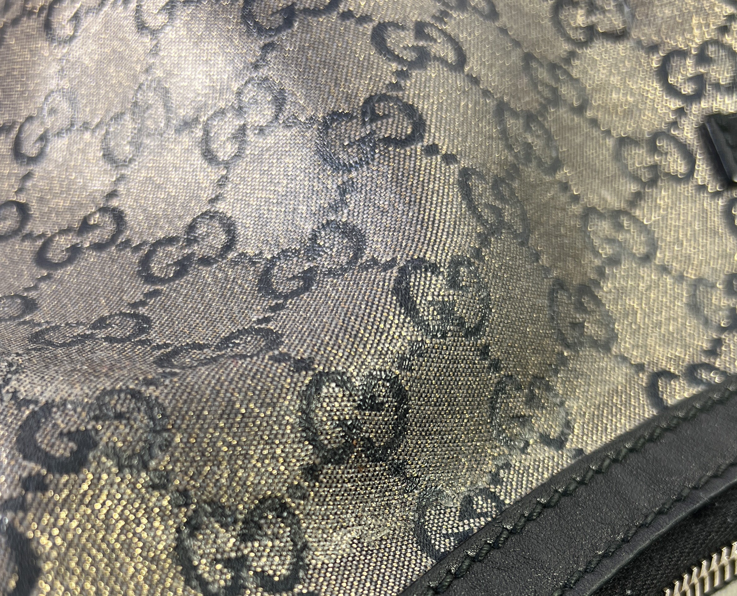 Gucci black and gold GG crossbody