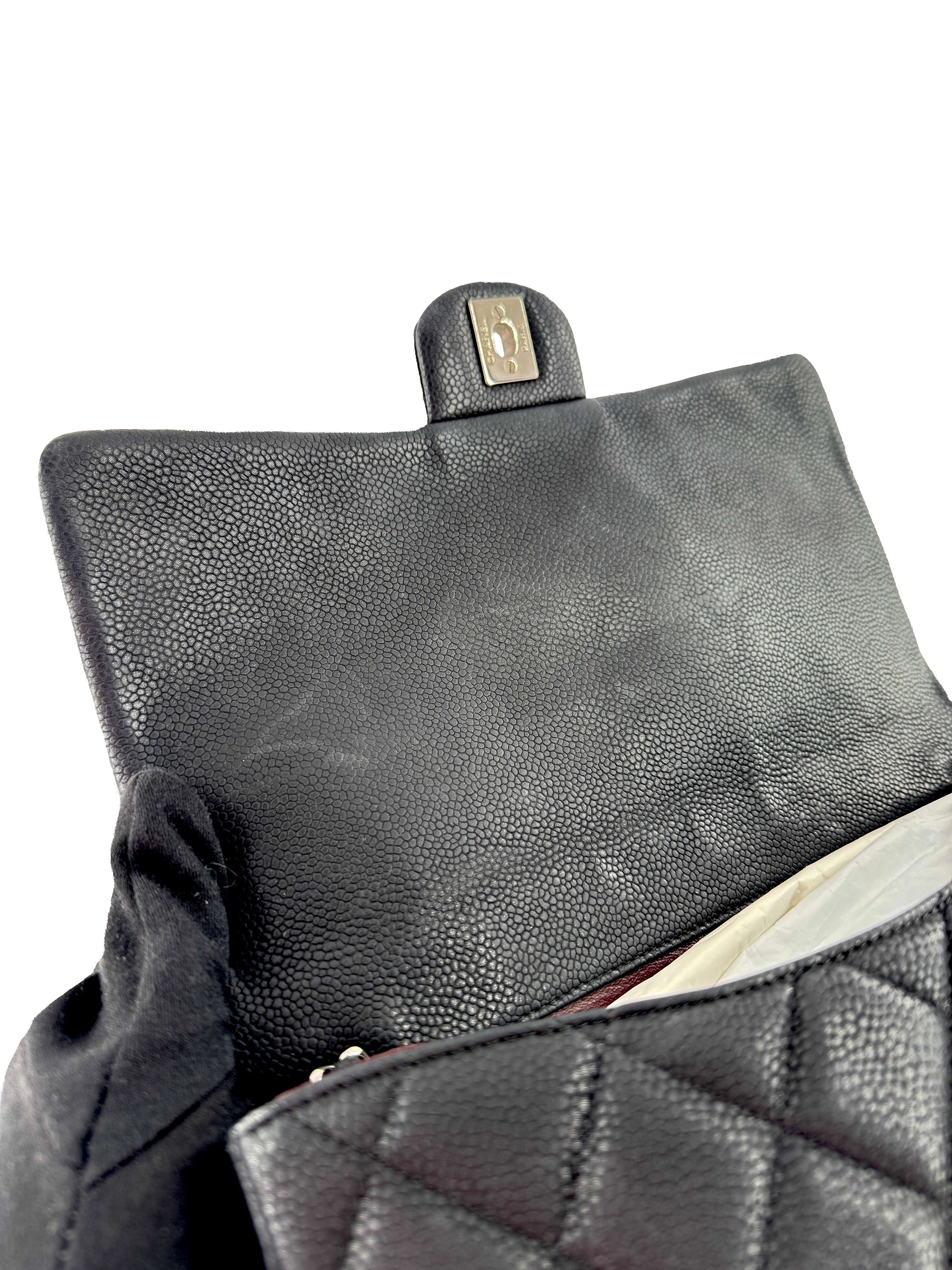 Chanel black caviar leather flap clutch w/chain 15951449