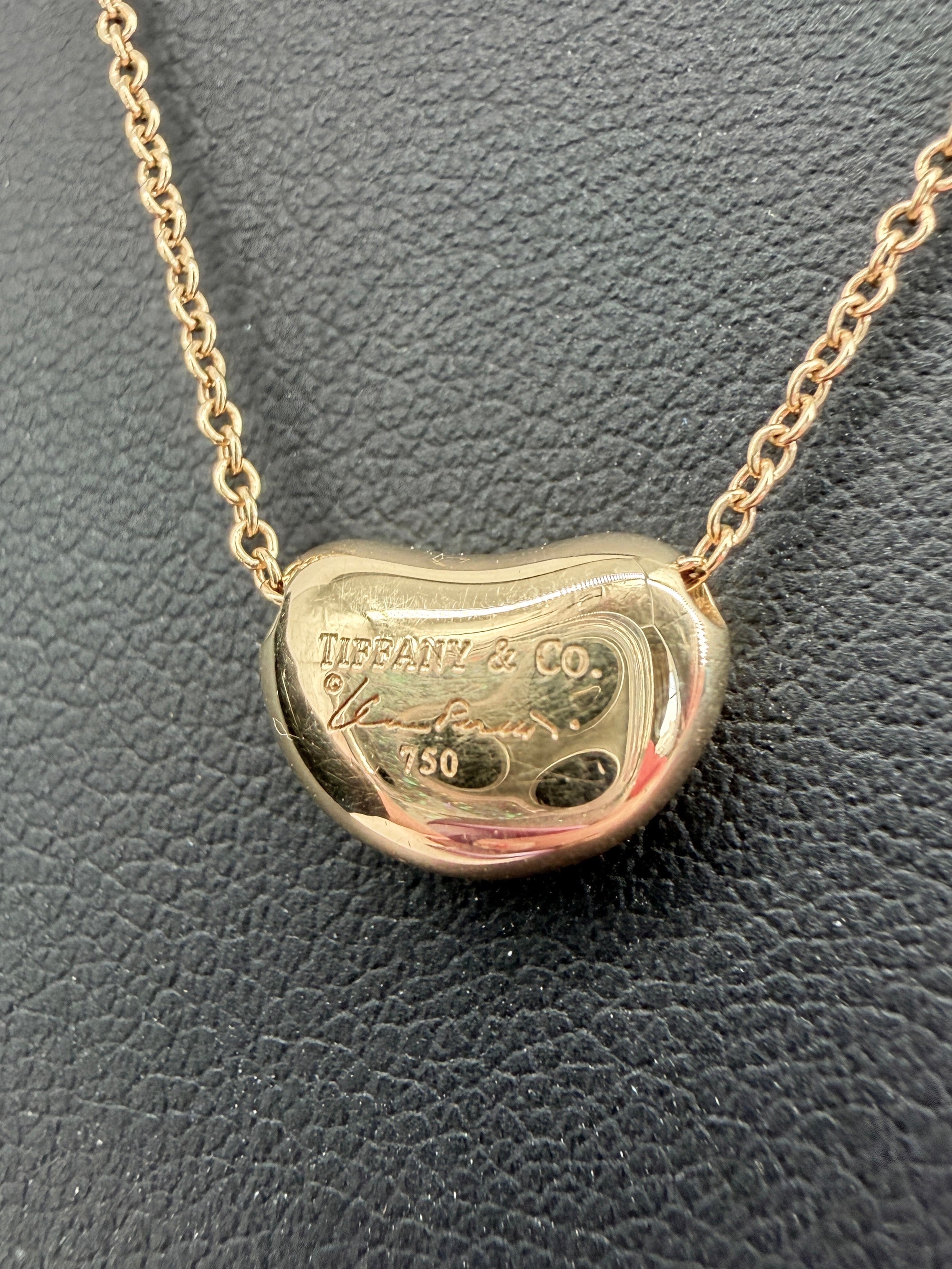 Tiffany & Co 18k yellow gold Elsa Peretti 9MM bean necklace