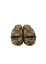 Gucci brown signature cloth slides size 37 BOX