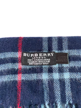 Burberry navy red plaid cashmere fringe scarf