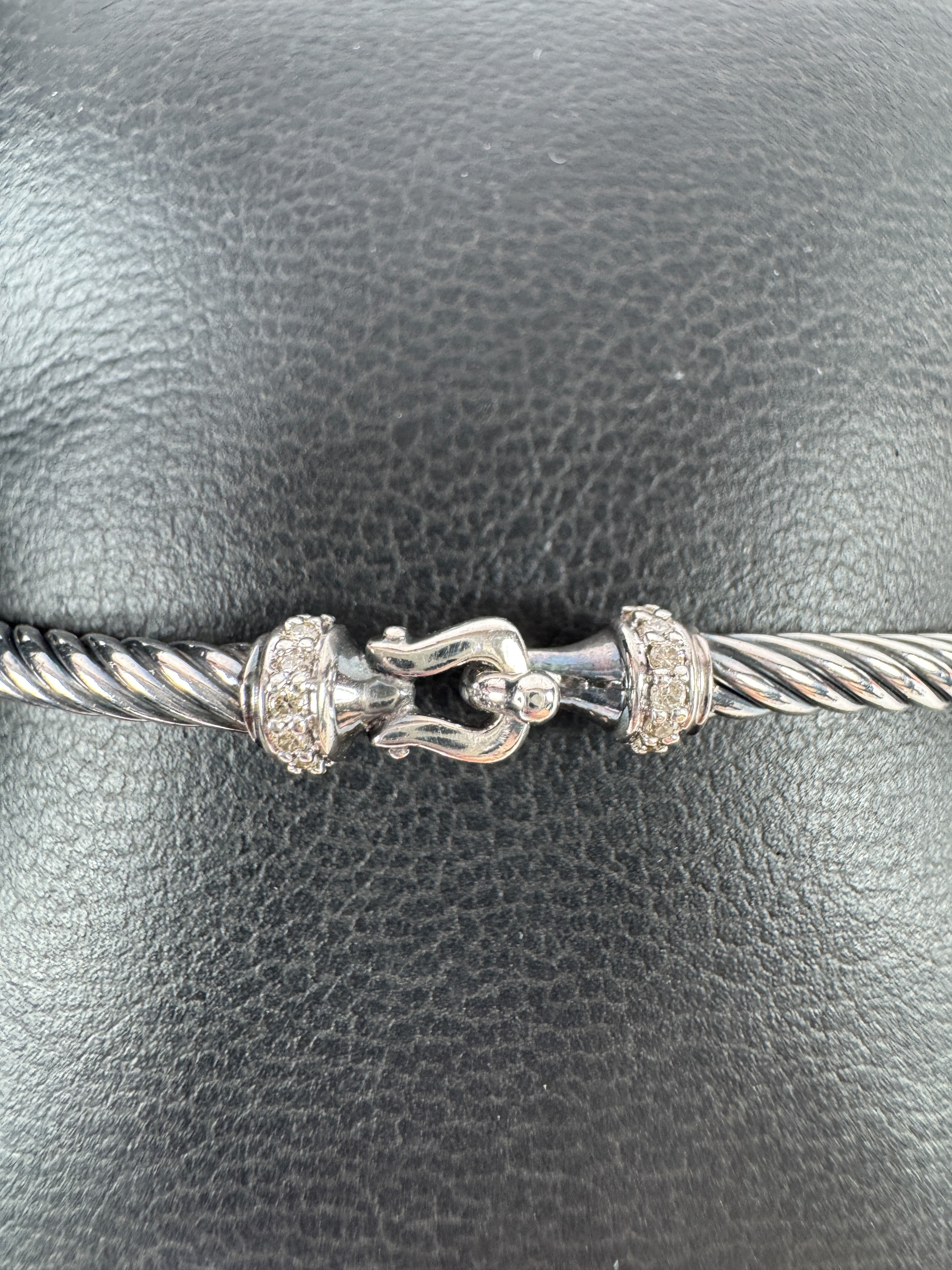 David Yurman sterling silver & diamonds cable petite buckle bracelet