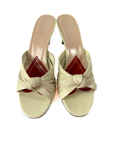 Gucci sand heeled leather slides size 38.5 BOX NEW