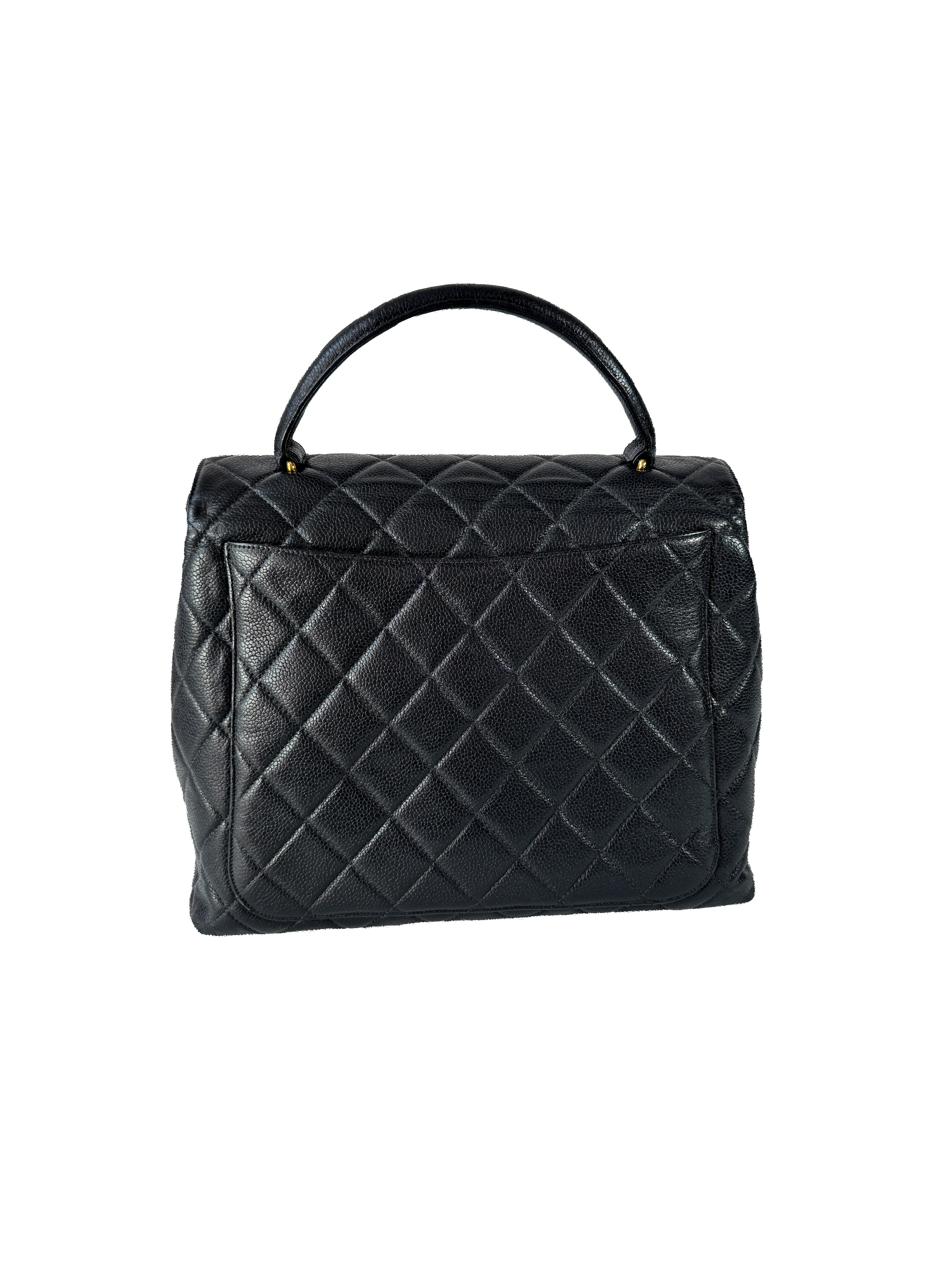 Chanel Caviar Quilted Jumbo Kelly Flap Black  4367160