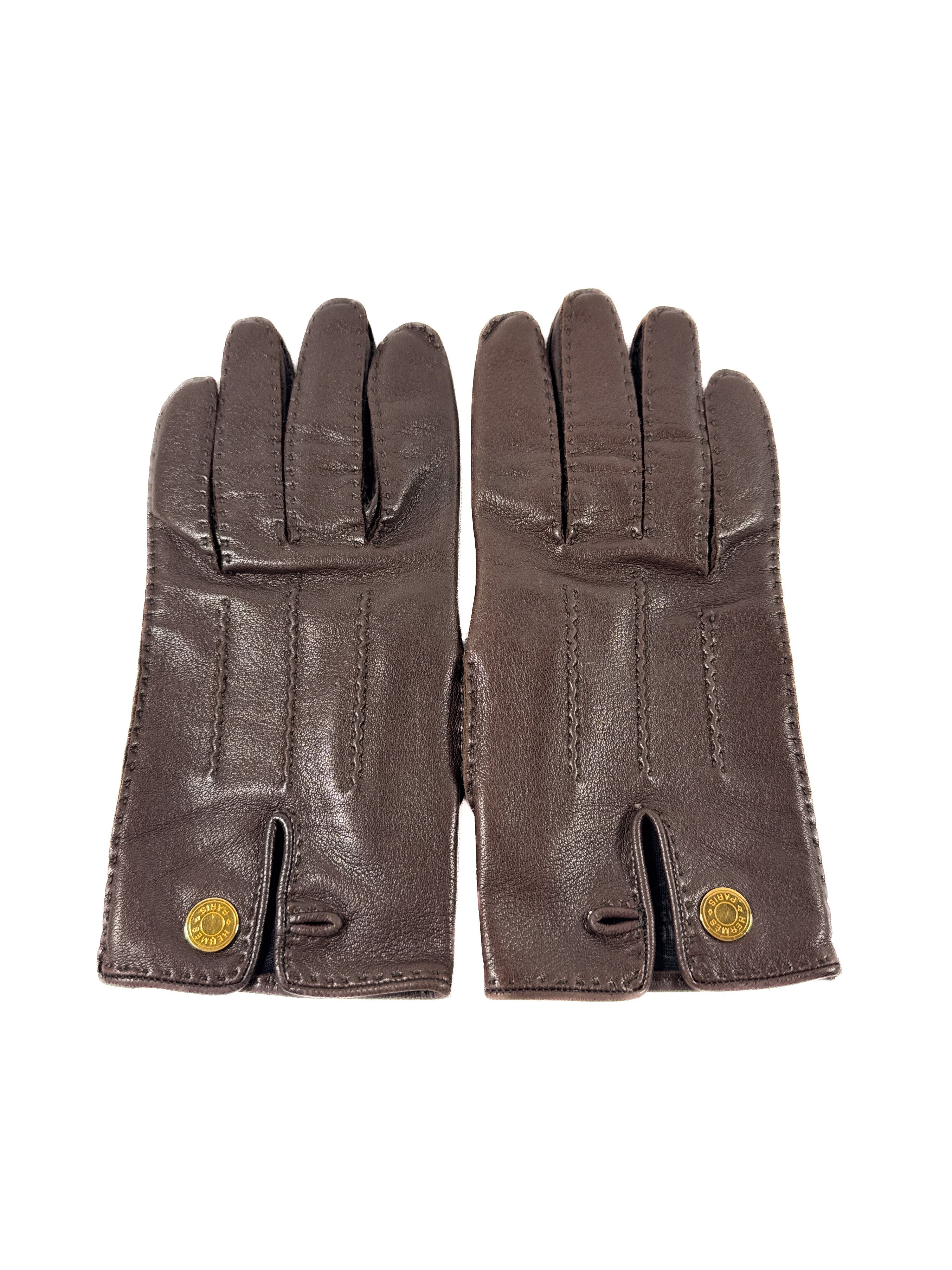 Hermès brown leather vintage Serie gloves size 7.5
