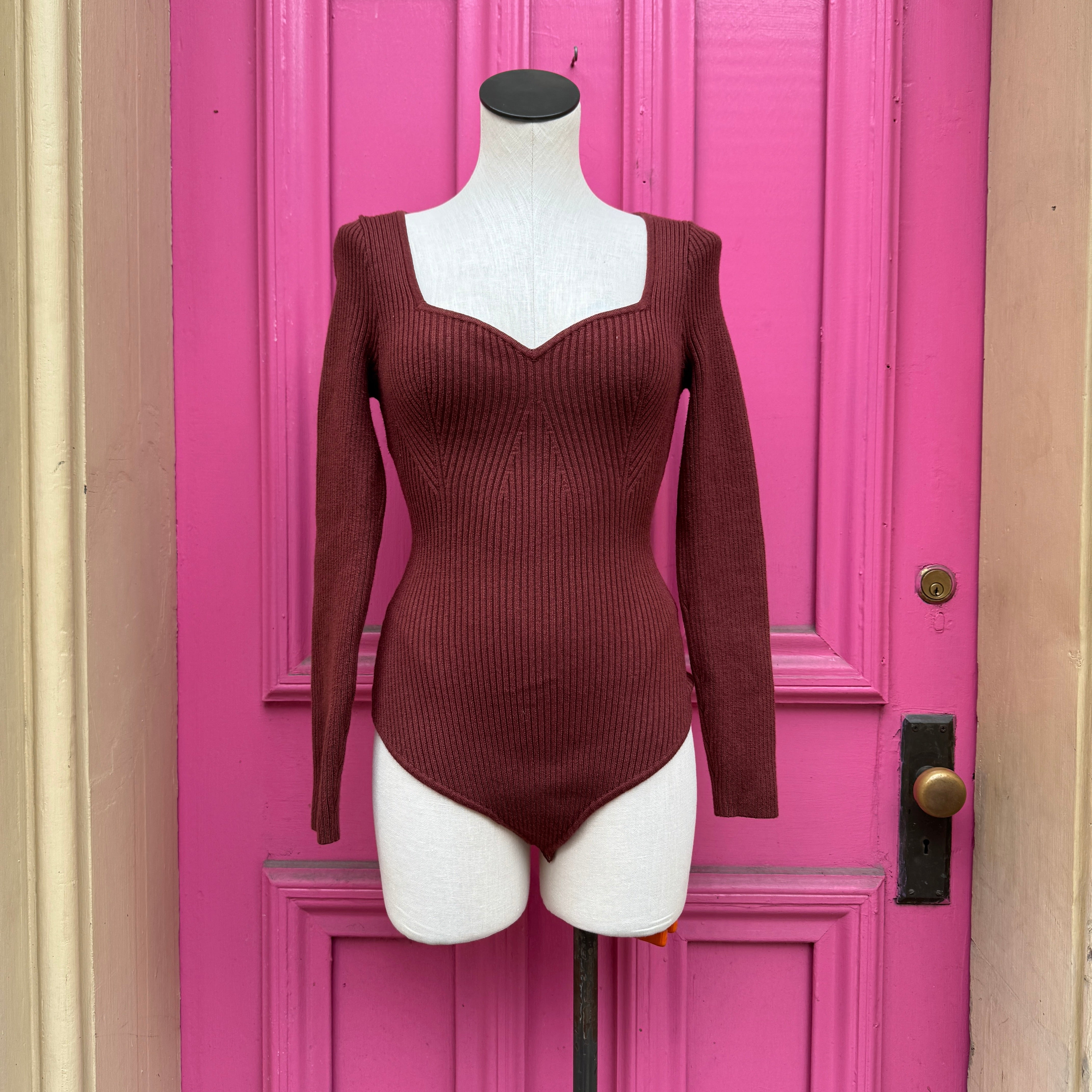 Abercrombie & Fitch brown ribbed LS bodysuit size M