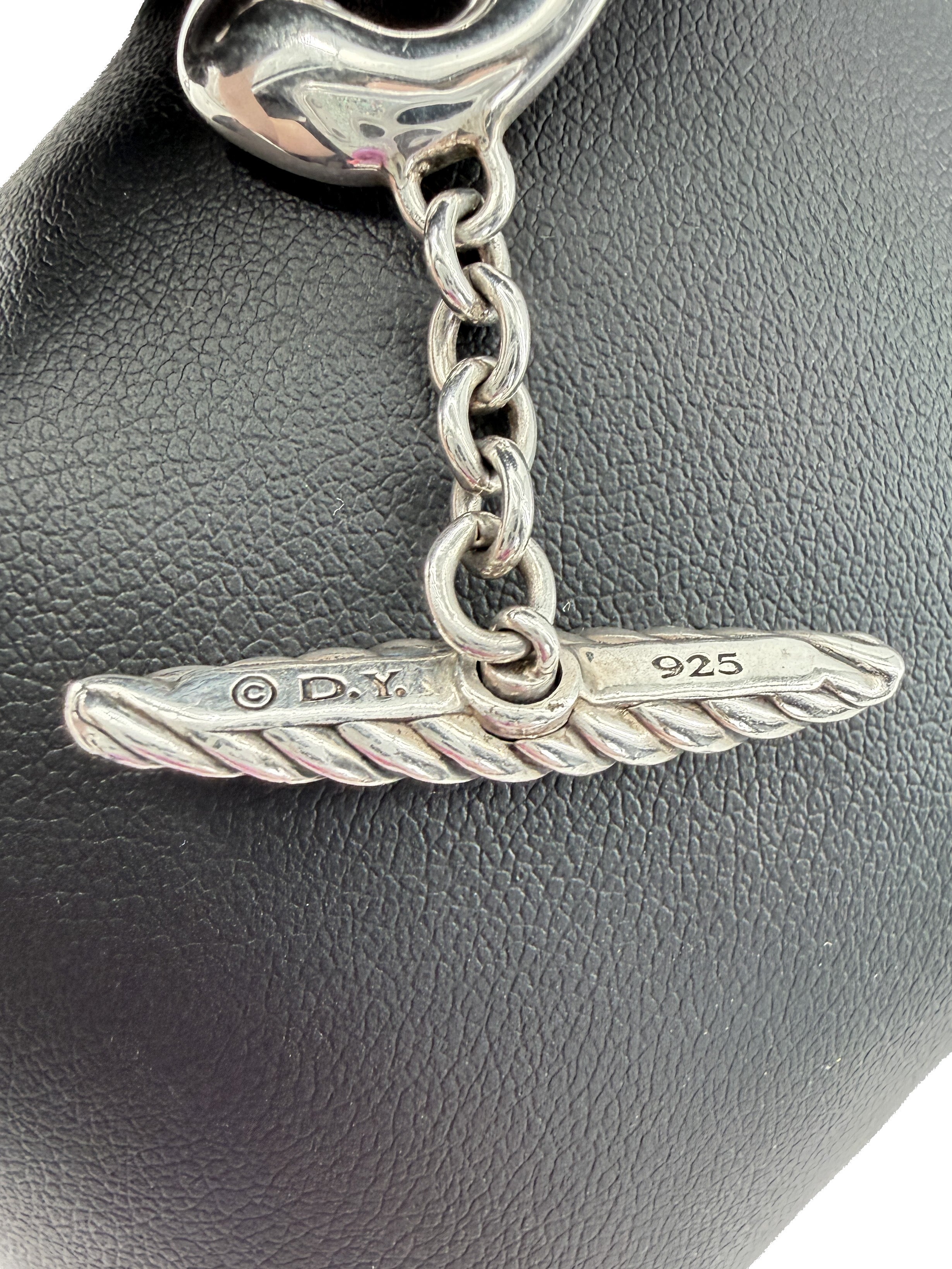 David Yurman sterling silver, black diamond Cordelia link bracelet