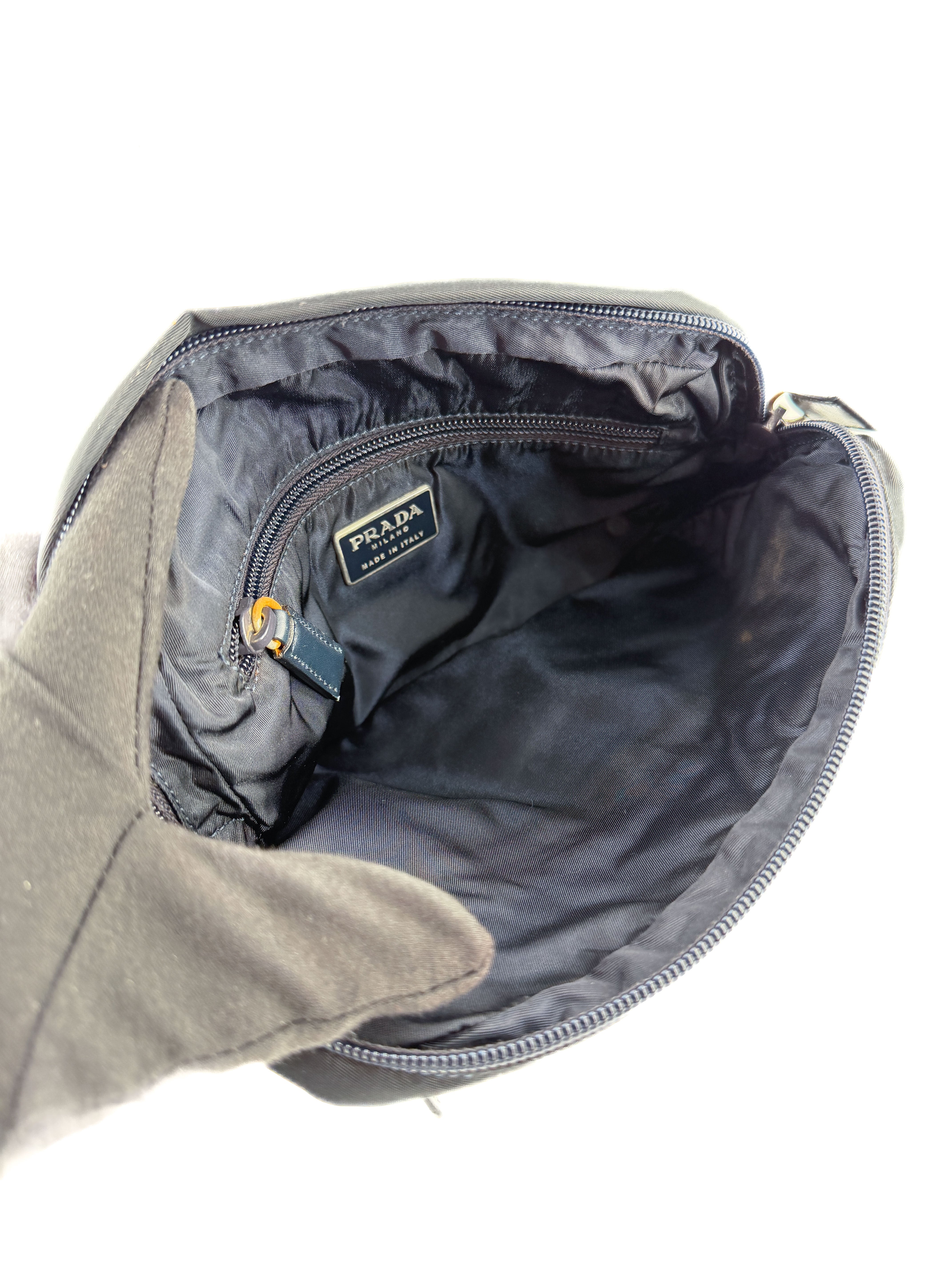 Prada black & navy nylon vintage belt bag