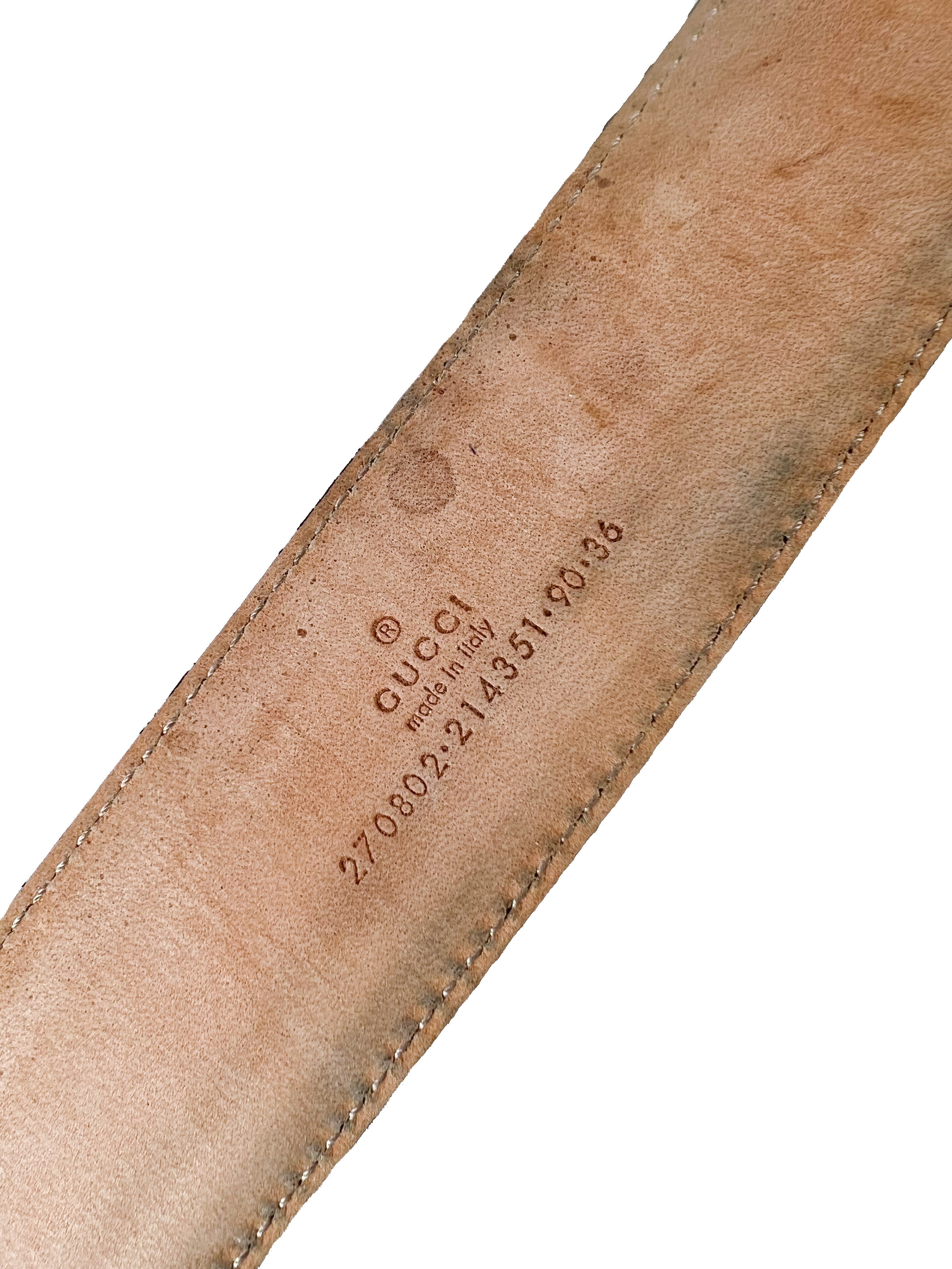 Gucci GG black/gold leather belt size 90 36