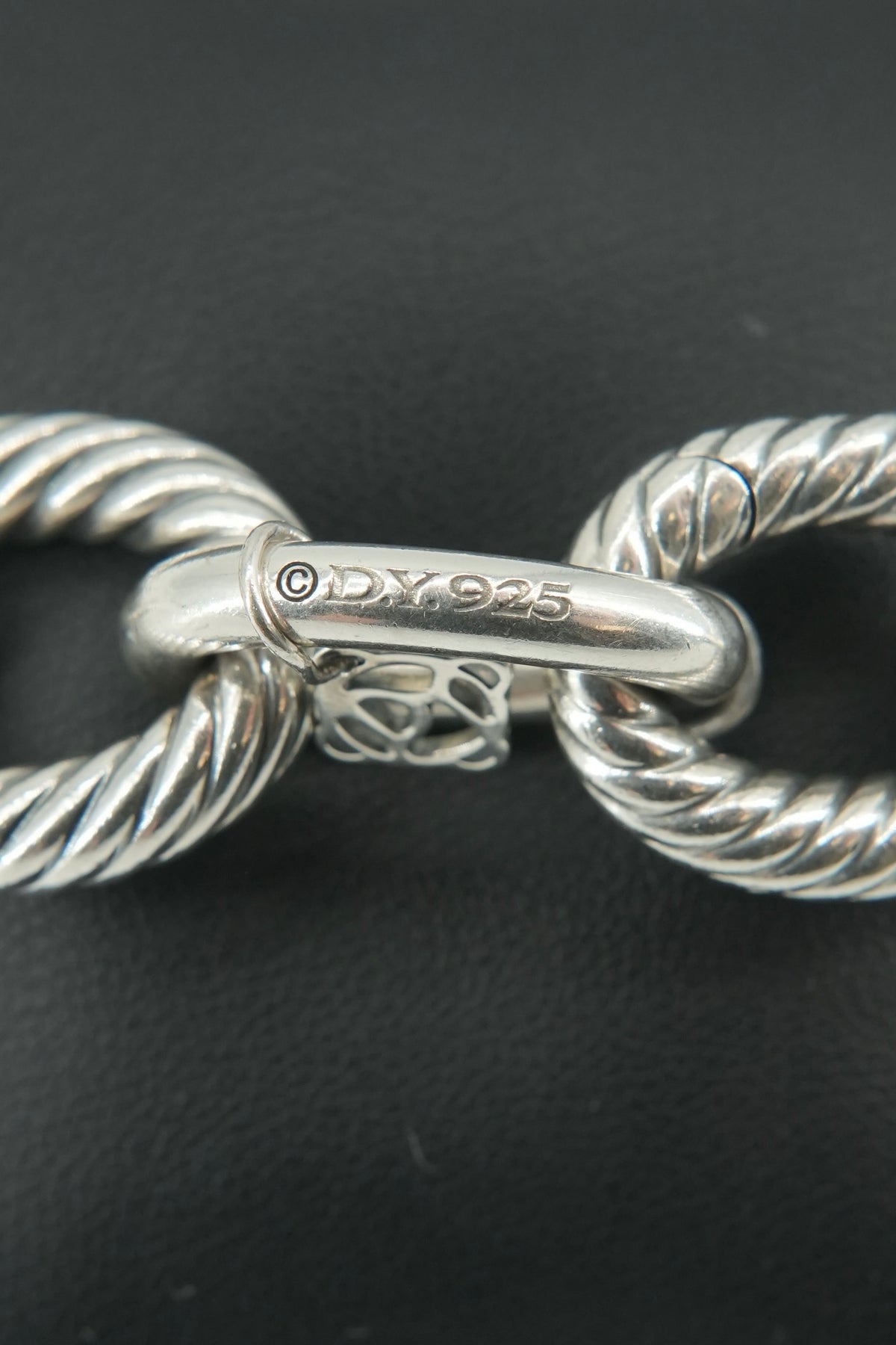 David Yurman sterling silver diamond large oval link bracelet