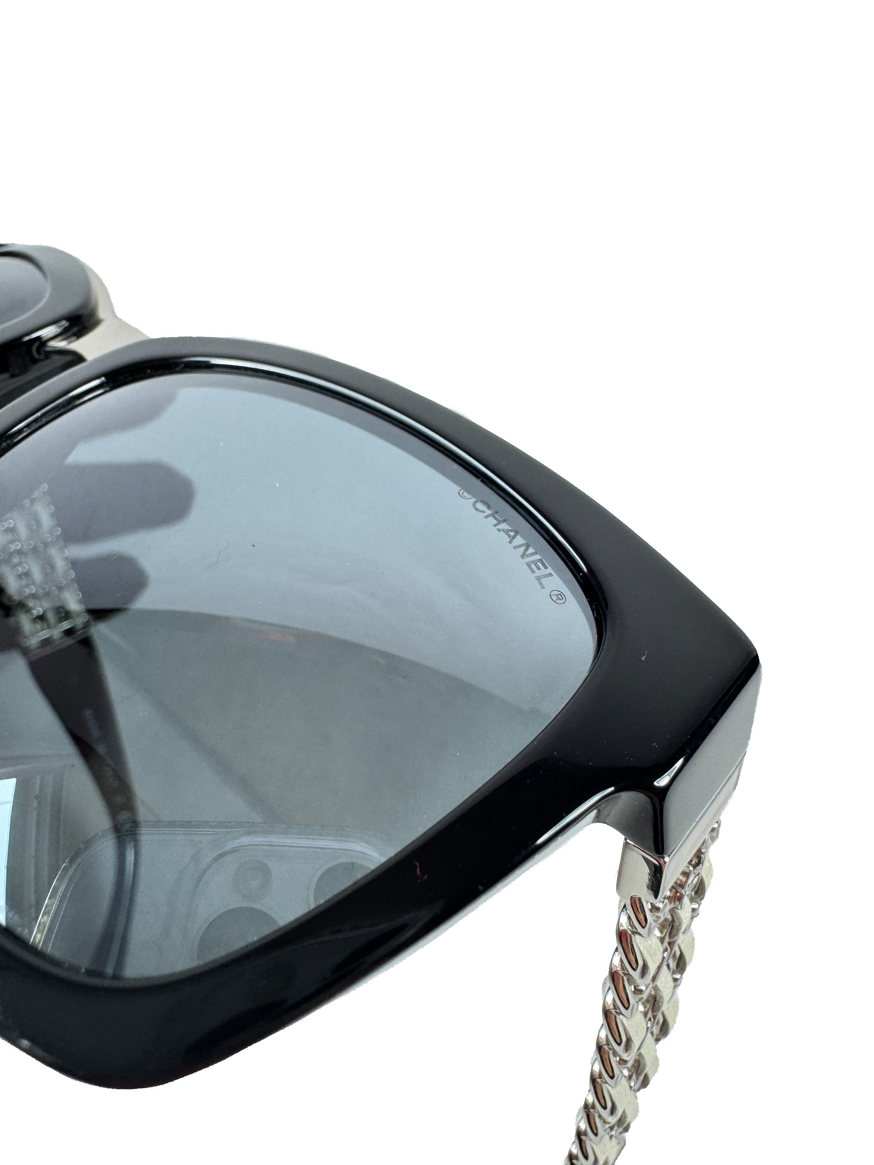 Chanel acetate lambskin chain sunglasses black 70890