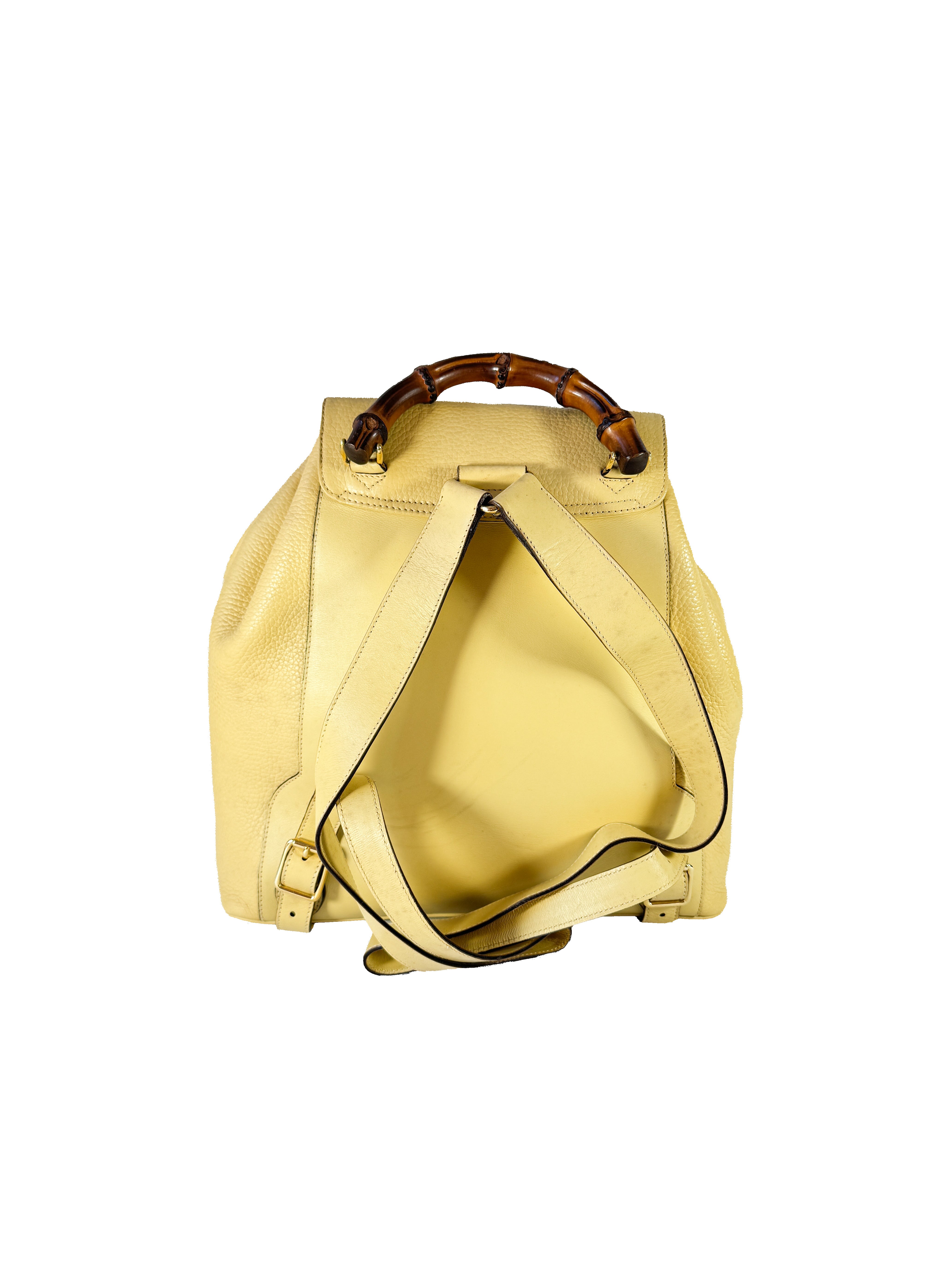 Gucci yellow leather vintage Bamboo backpack 003-58-0016