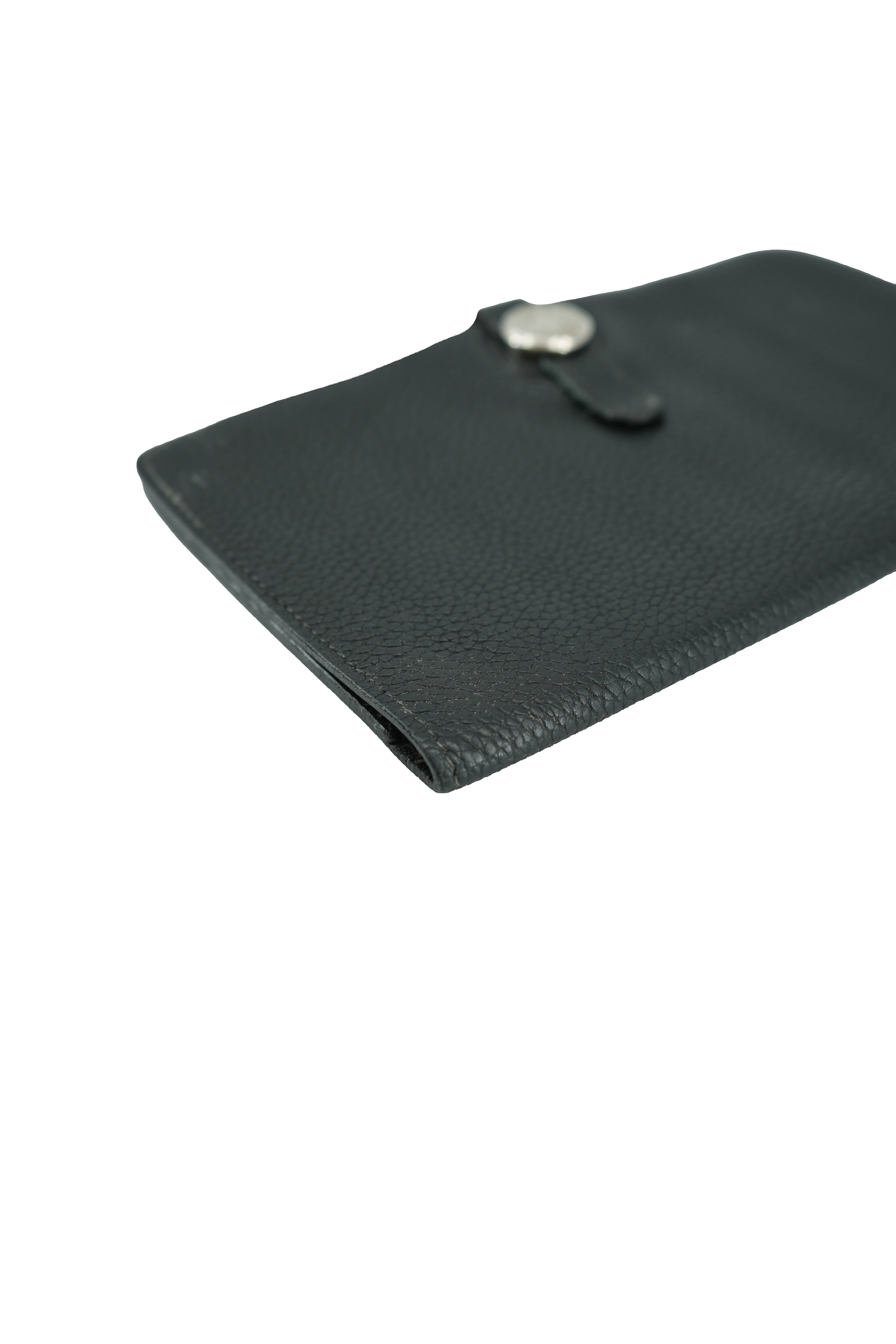 Hermès black leather Dogon wallet sqaure H