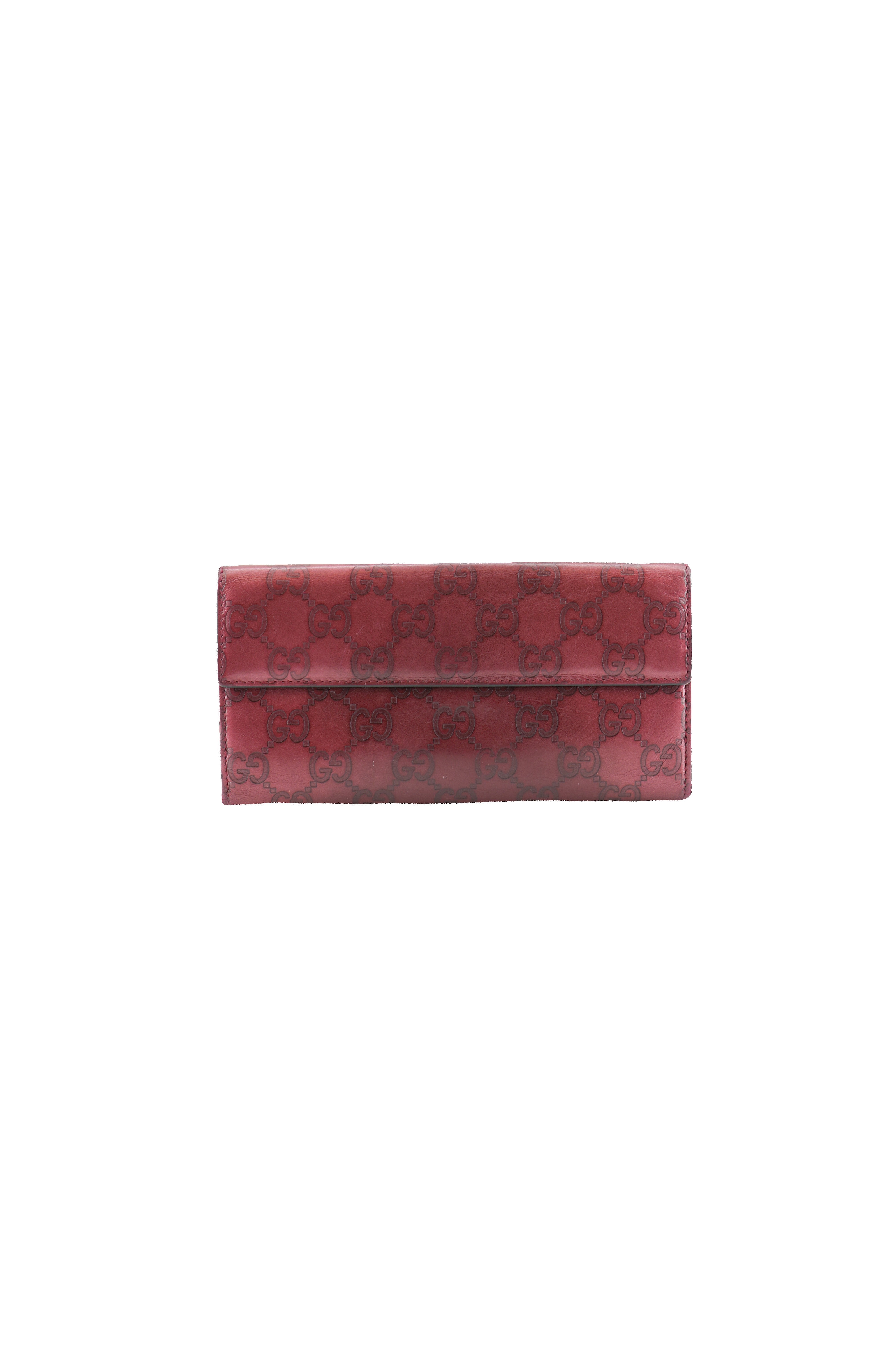 Gucci red leather GG Guccissima heart wallet 208550-0446